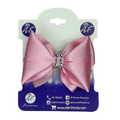 Handmade Deluxe Hair Bow with Silver Rhinestone Center – Boutique Girls Hair Clip