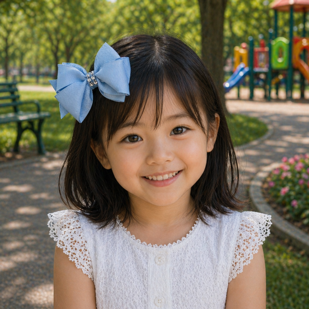 Handmade Deluxe Hair Bow with Silver Rhinestone Center – Boutique Girls Hair Clip
