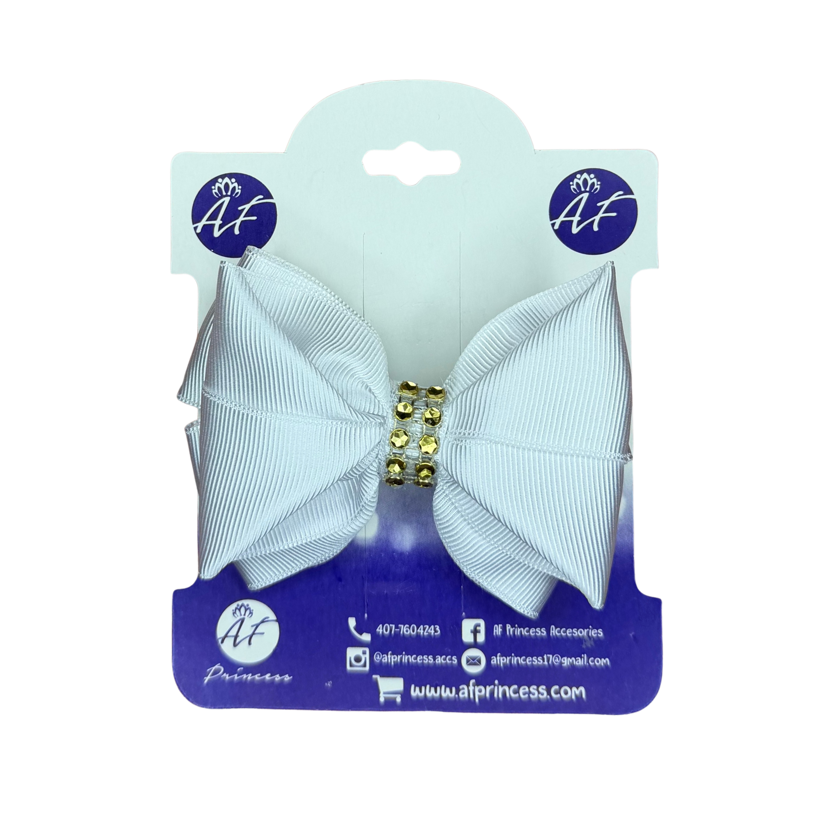 Handmade Deluxe Girls Hair Bow with Gold Rhinestone Center | Boutique Hair Clip