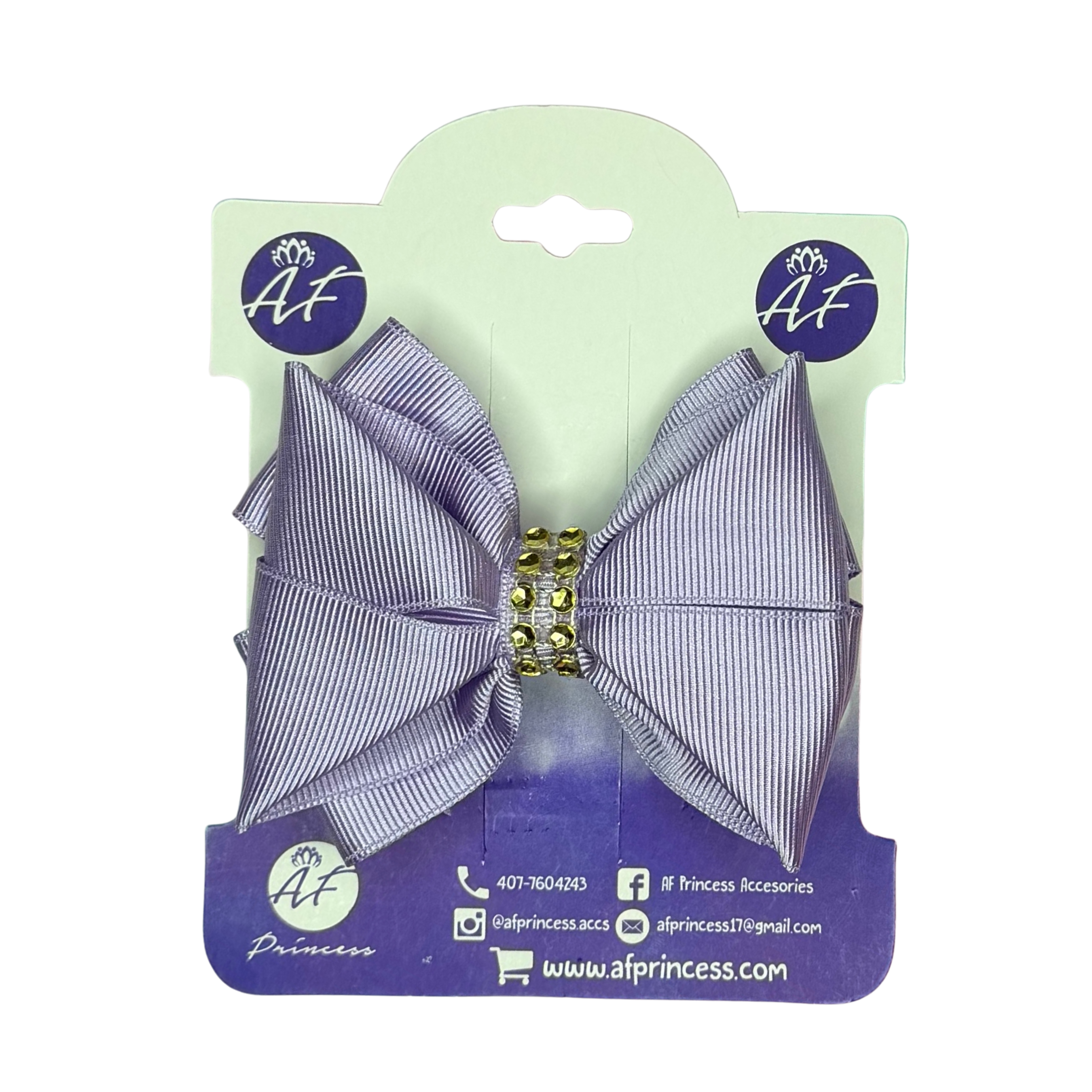 Handmade Deluxe Girls Hair Bow with Gold Rhinestone Center | Boutique Hair Clip