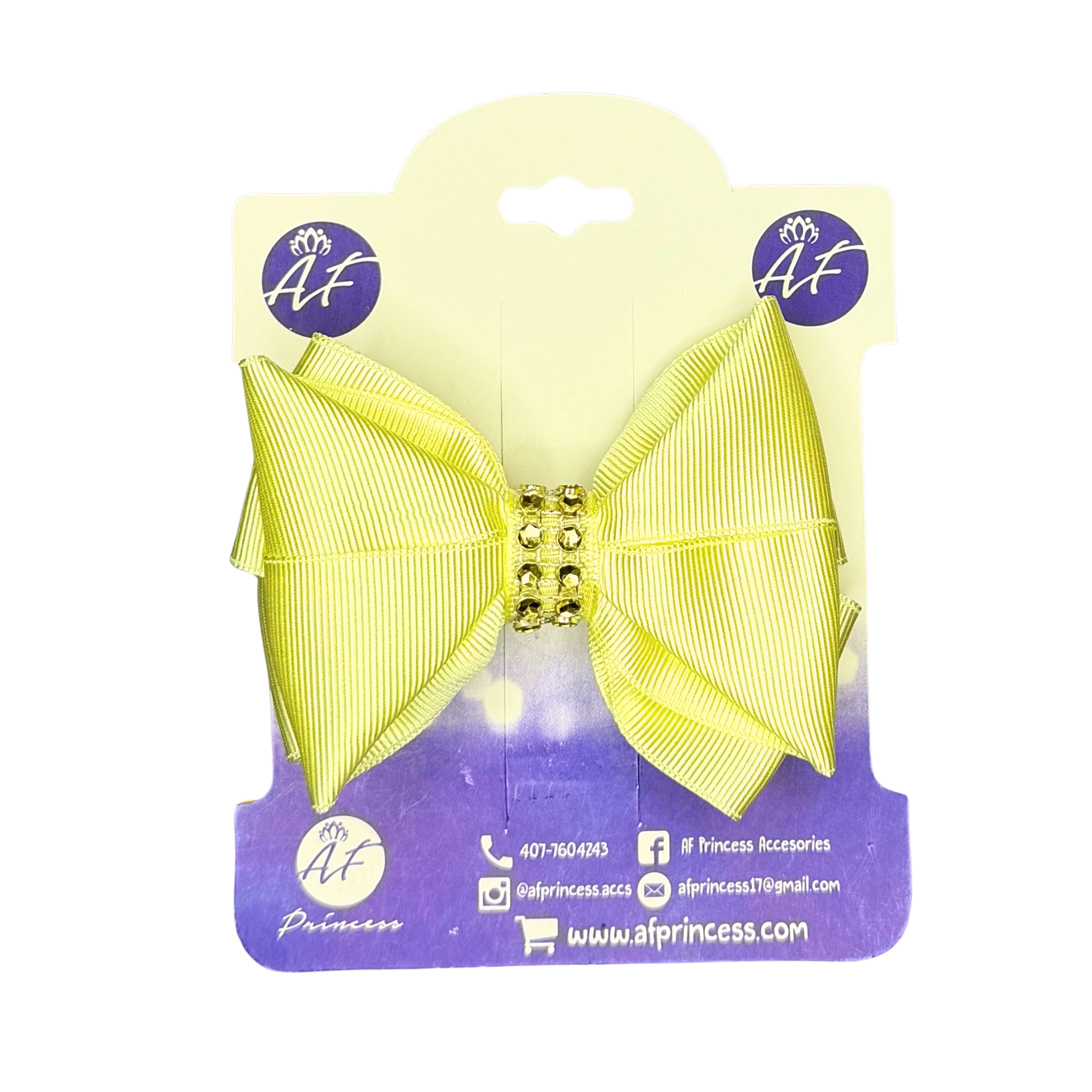 Handmade Deluxe Girls Hair Bow with Gold Rhinestone Center | Boutique Hair Clip