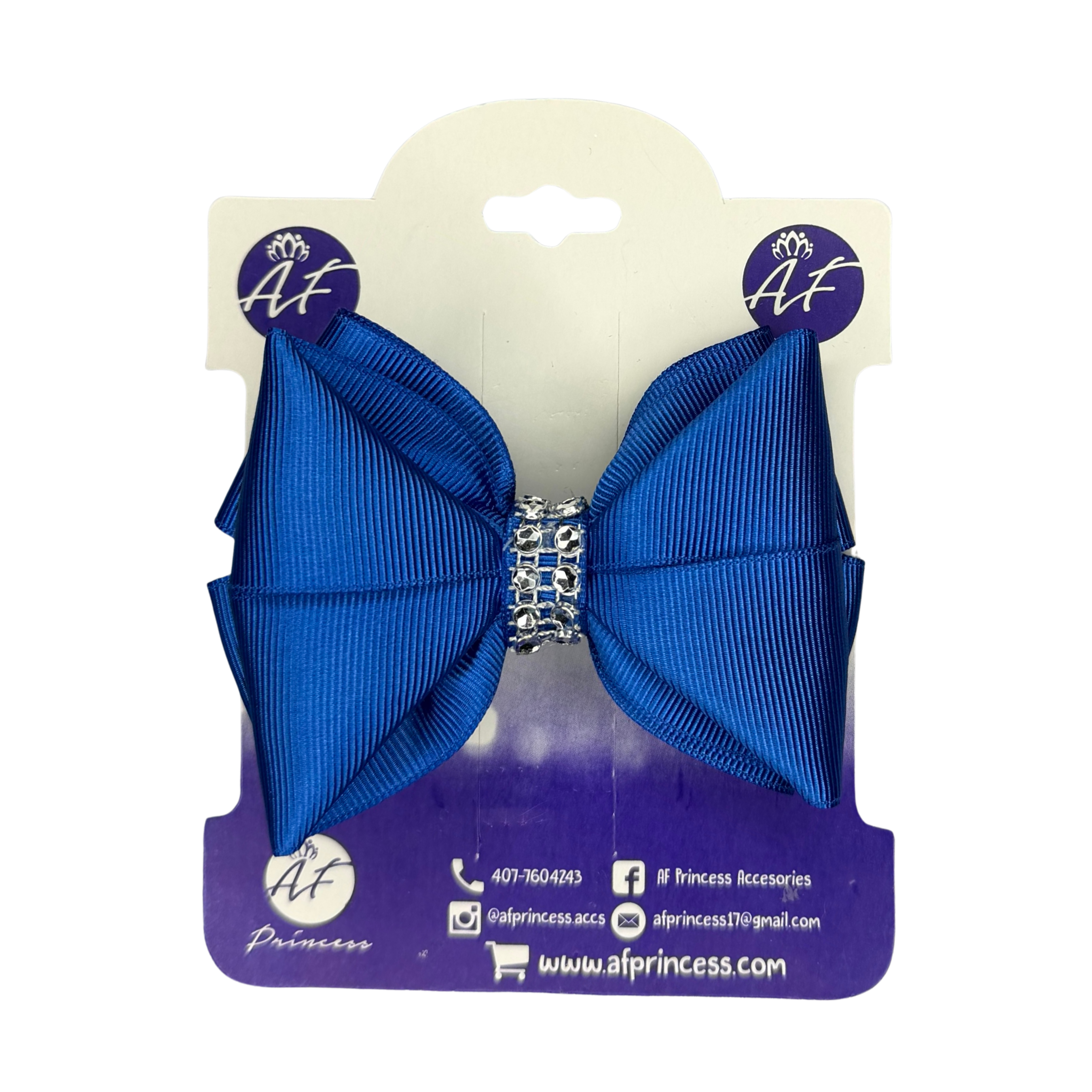Handmade Deluxe Hair Bow with Silver Rhinestone Center – Boutique Girls Hair Clip