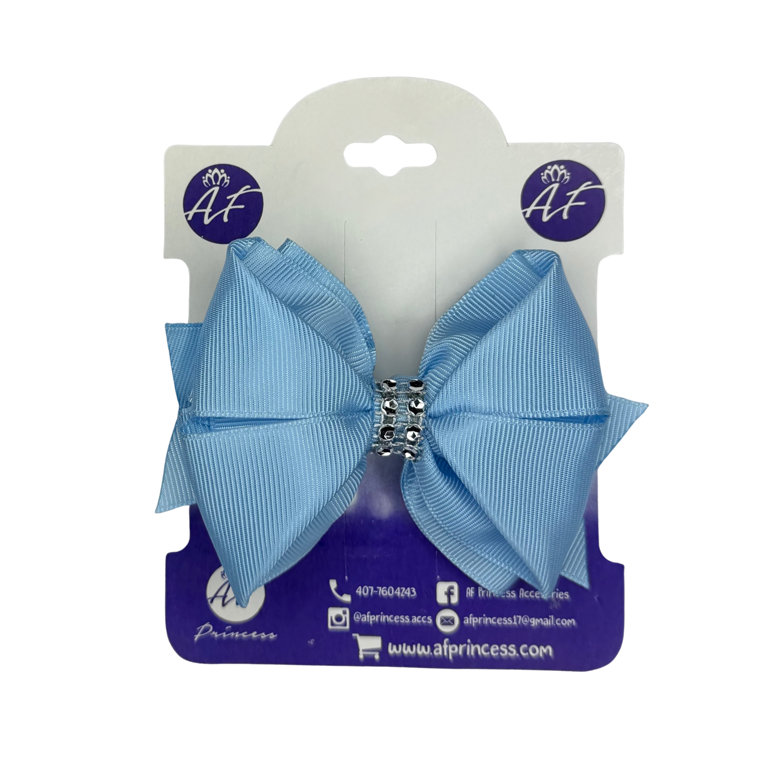 Handmade Deluxe Hair Bow with Silver Rhinestone Center – Boutique Girls Hair Clip