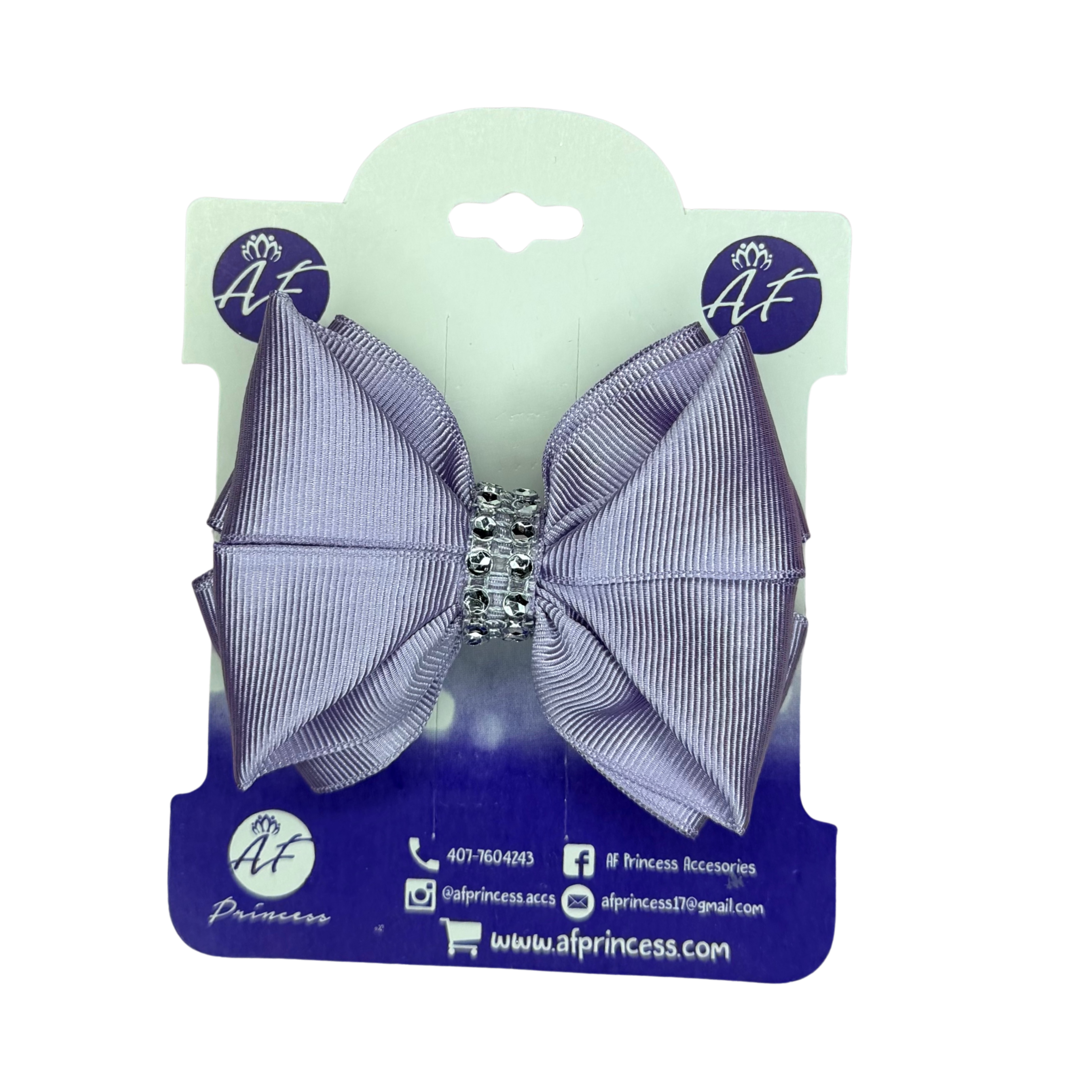 Handmade Deluxe Hair Bow with Silver Rhinestone Center – Boutique Girls Hair Clip