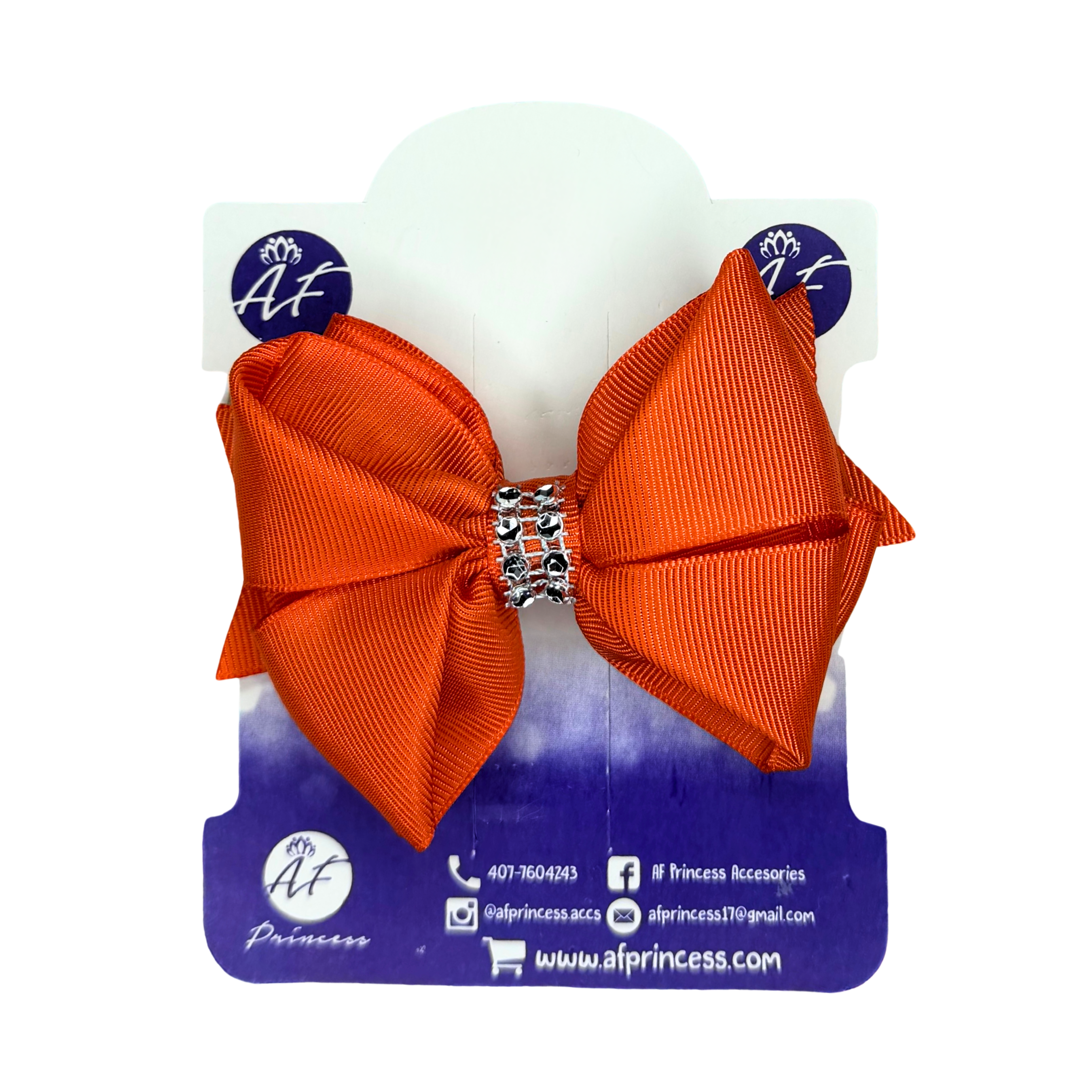 Handmade Deluxe Hair Bow with Silver Rhinestone Center – Boutique Girls Hair Clip