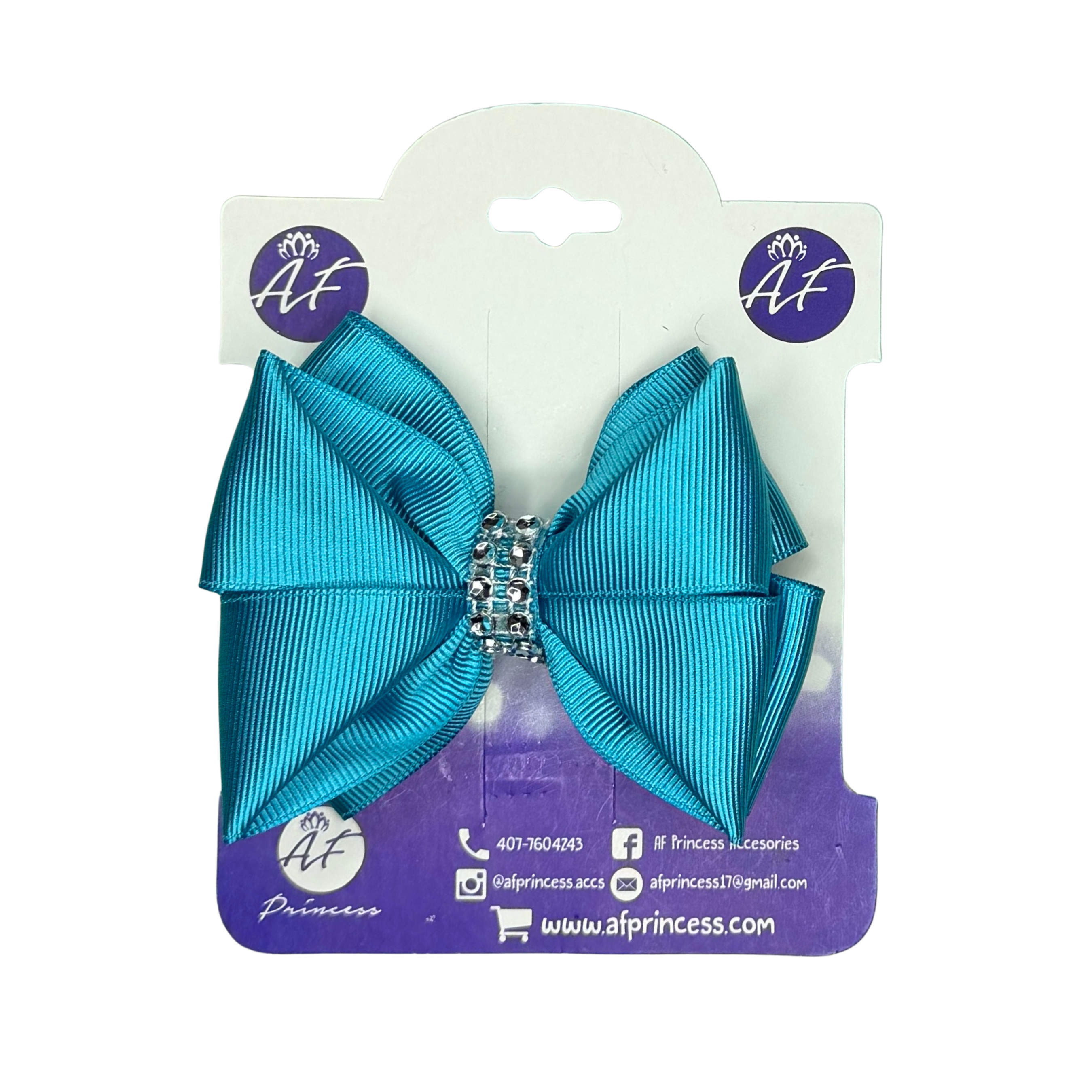 Handmade Deluxe Hair Bow with Silver Rhinestone Center – Boutique Girls Hair Clip