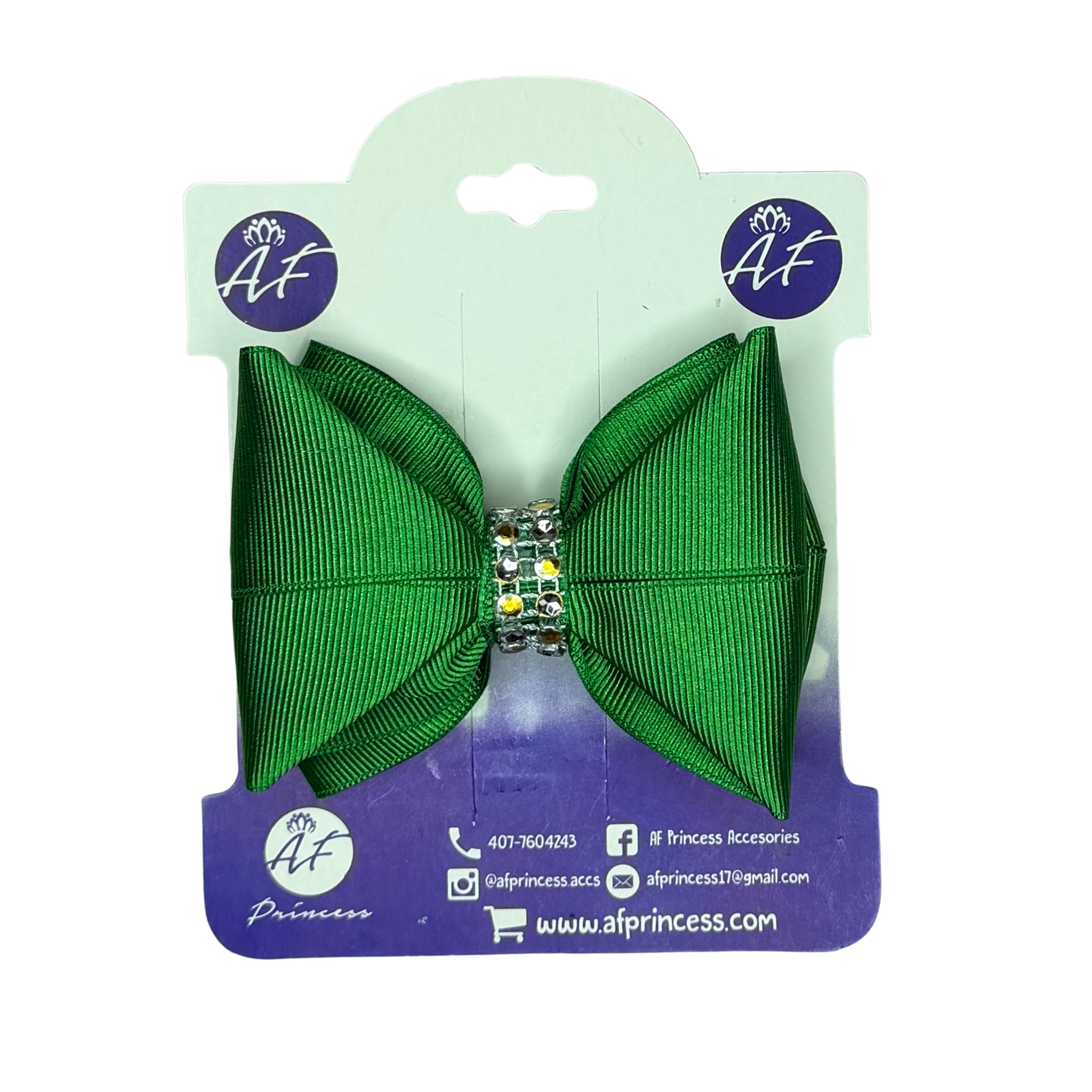 Handmade Deluxe Hair Bow with Silver Rhinestone Center – Boutique Girls Hair Clip