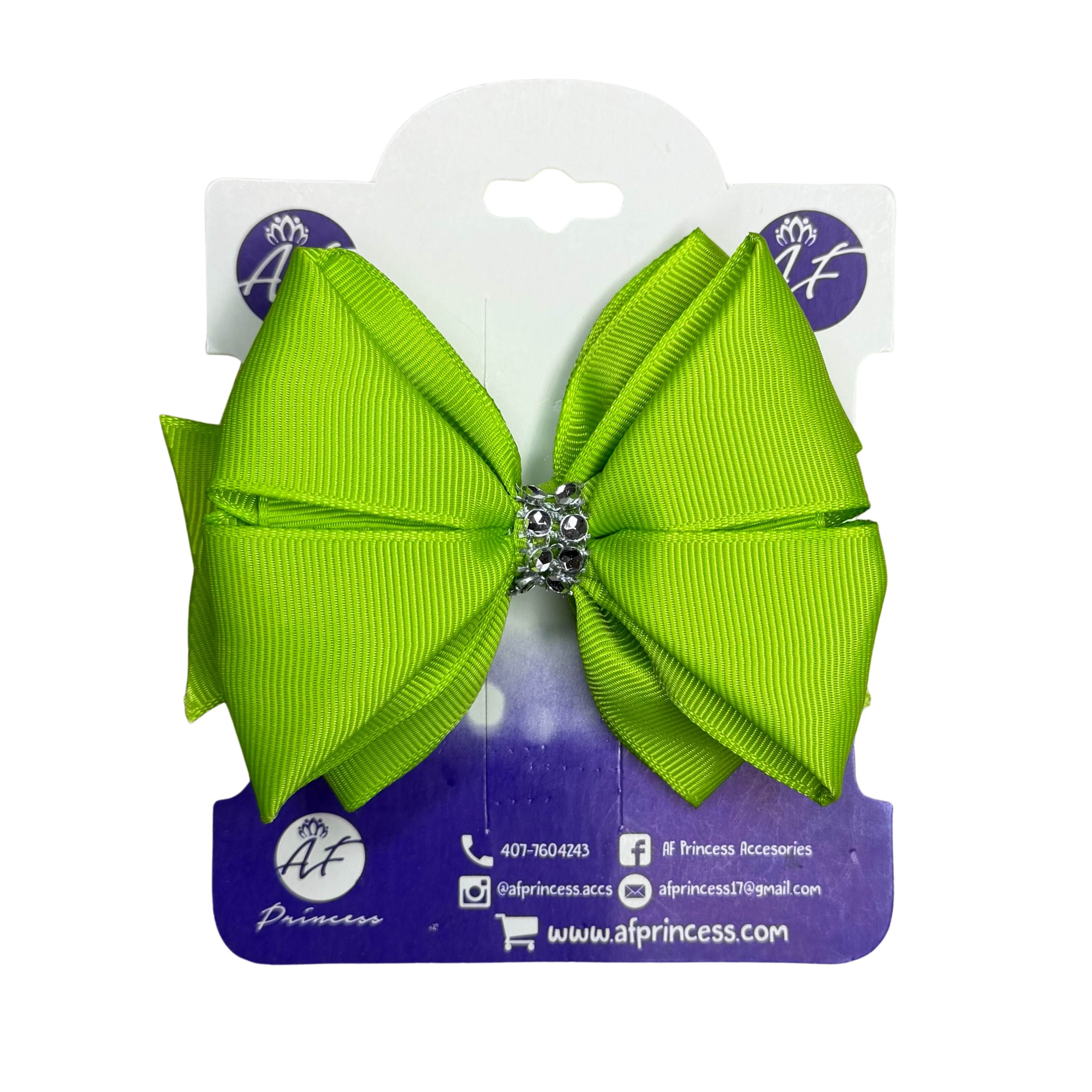 Handmade Deluxe Hair Bow with Silver Rhinestone Center – Boutique Girls Hair Clip