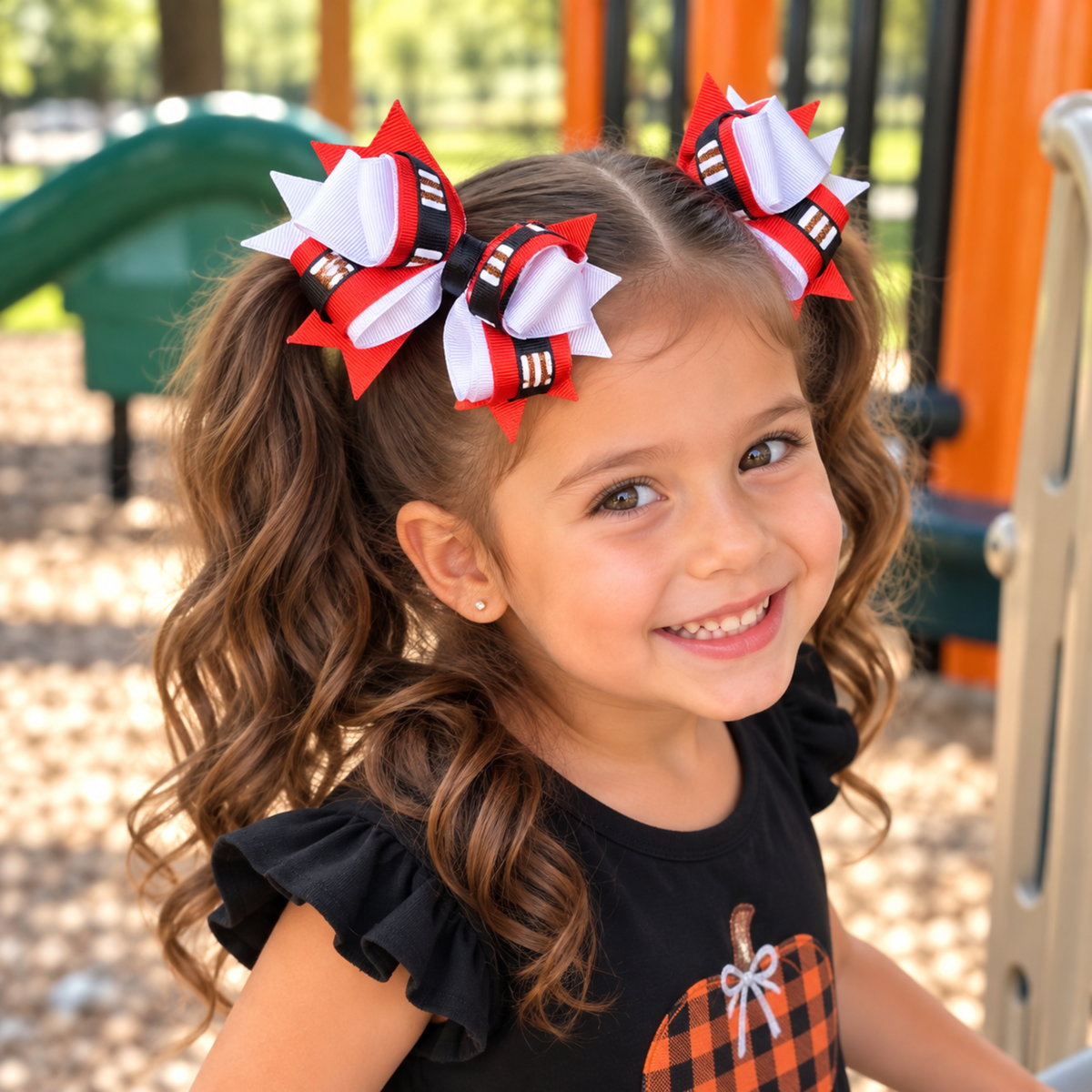 Halloween Pigtail Hair Bows for Girls – Handmade Bow Sets