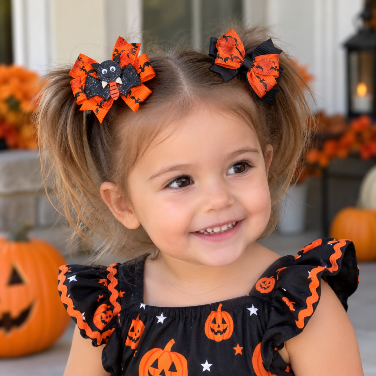 Halloween Mini Hair Bow Sets for Girls - Handmade Matching Hair Clips