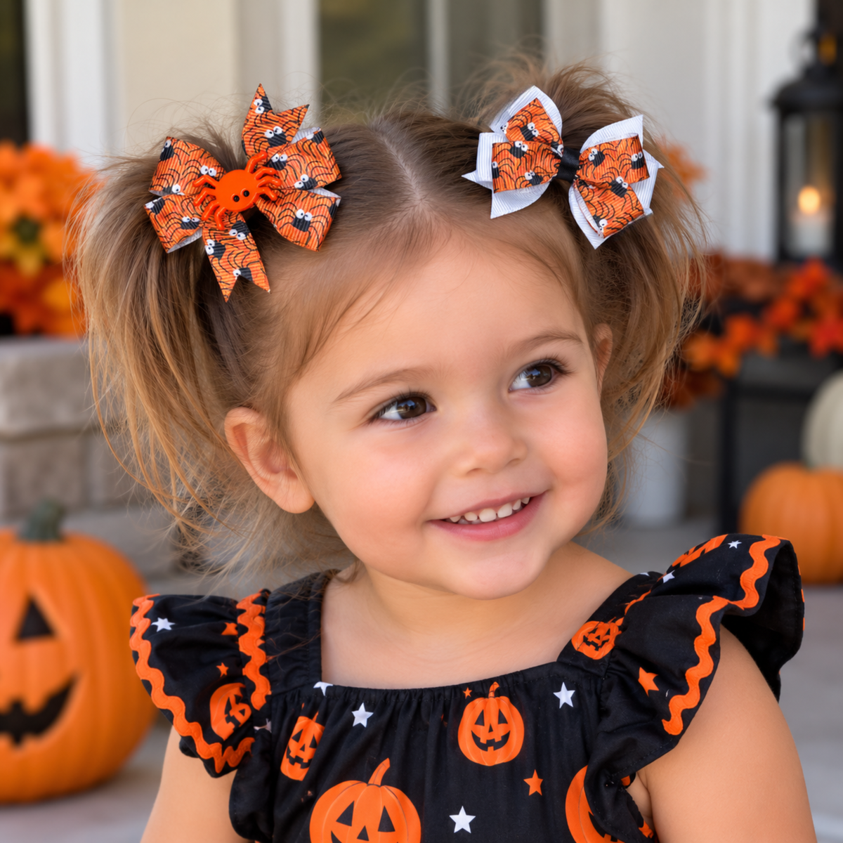 Halloween Mini Hair Bow Sets for Girls - Handmade Matching Hair Clips