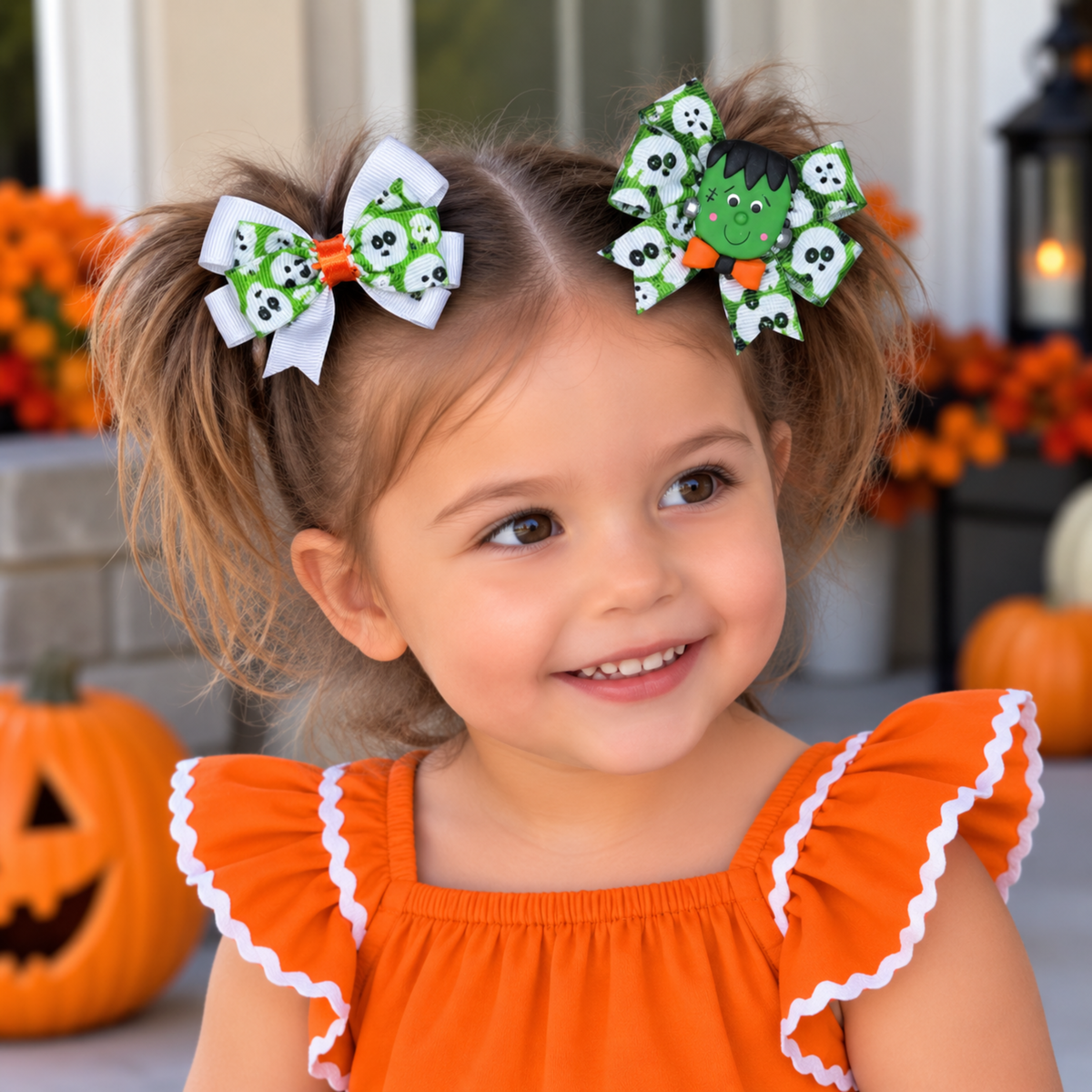 Halloween Mini Hair Bow Sets for Girls - Handmade Matching Hair Clips