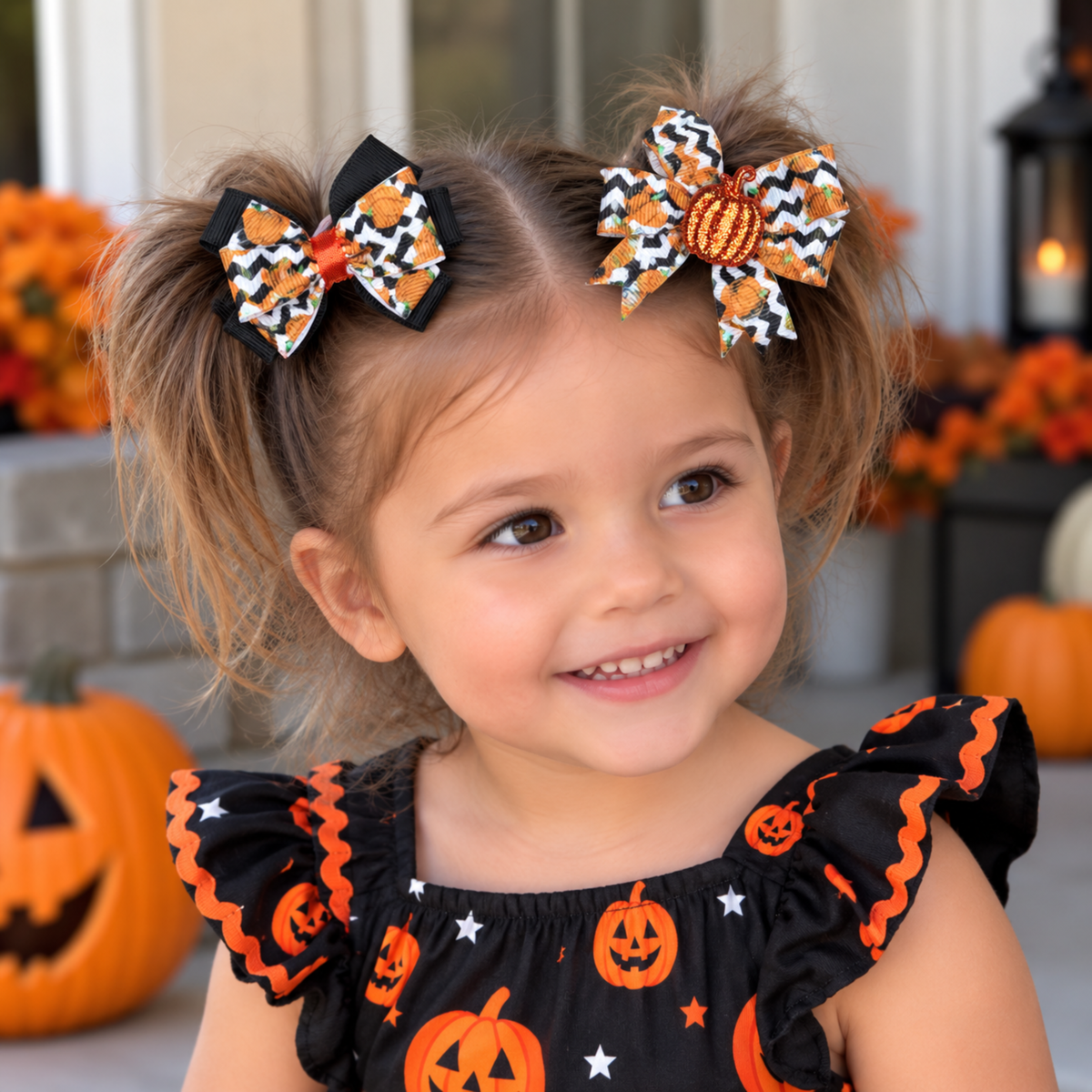 Halloween Mini Hair Bow Sets for Girls - Handmade Matching Hair Clips