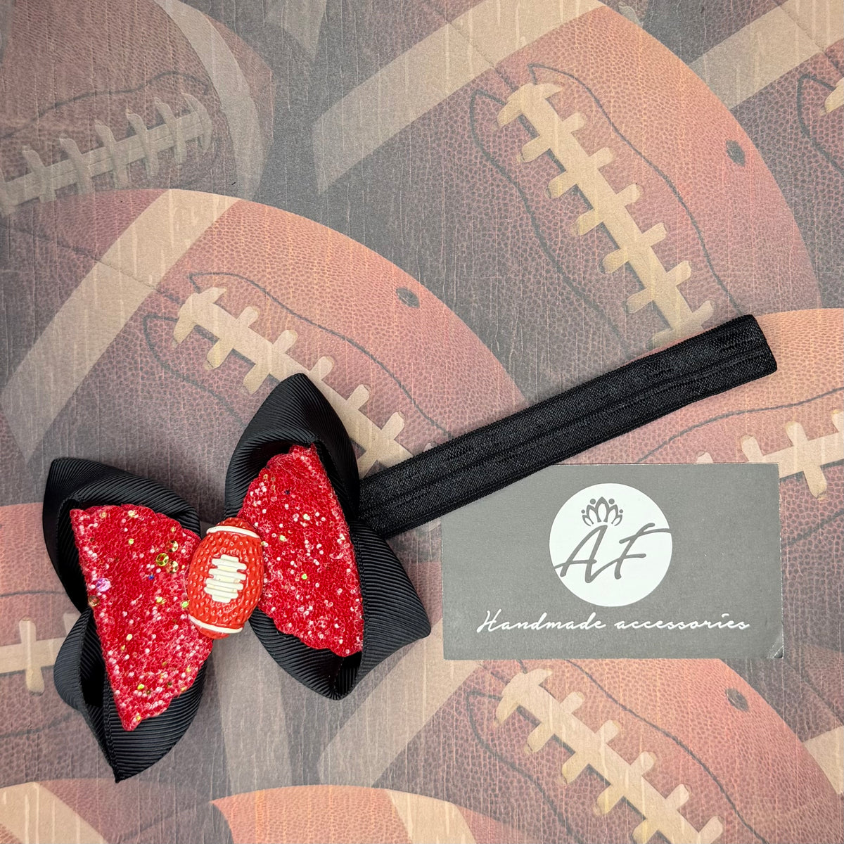 Baby Football Bow Headband for Girls – Handmade Game Day Football Bow