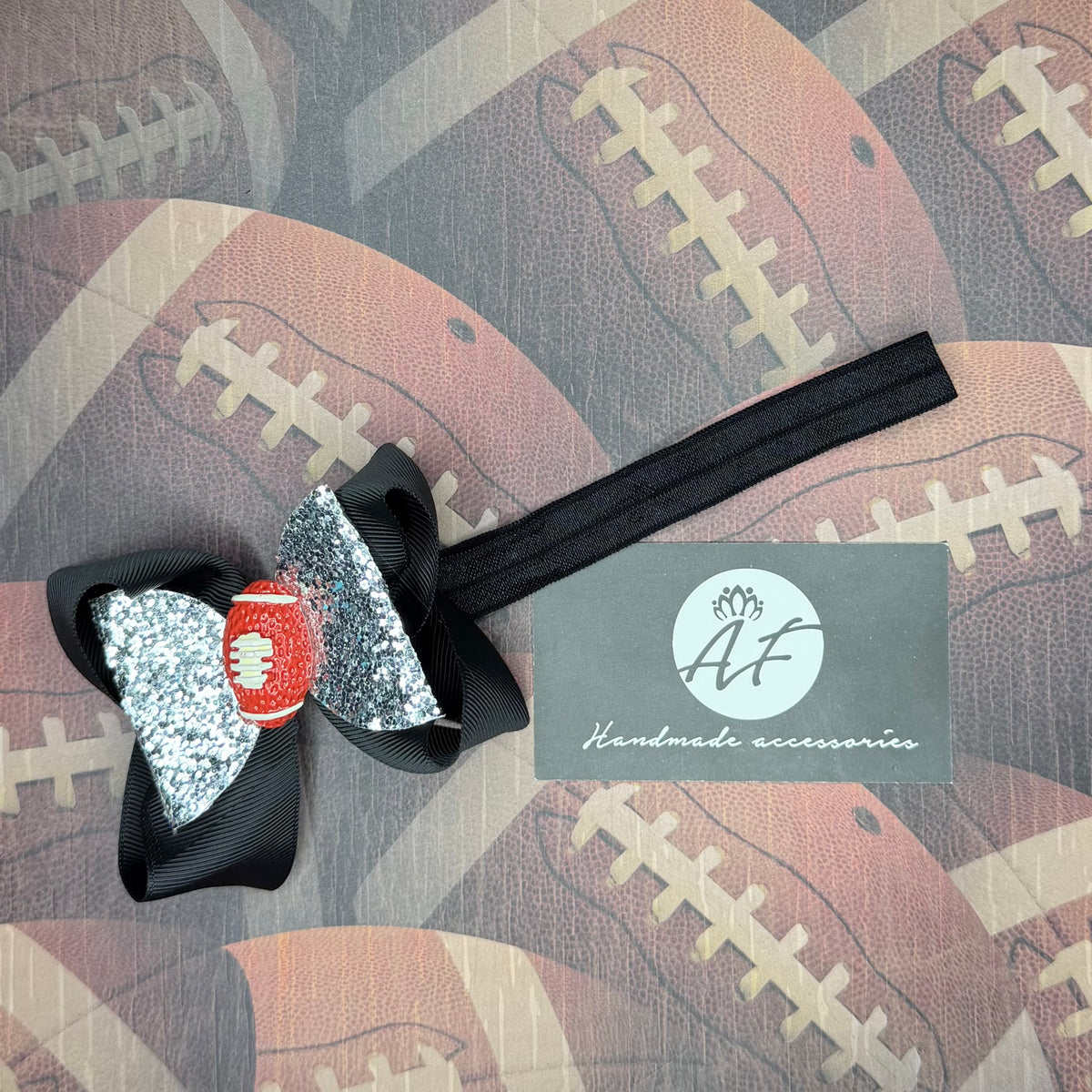 Baby Football Bow Headband for Girls – Handmade Game Day Football Bow