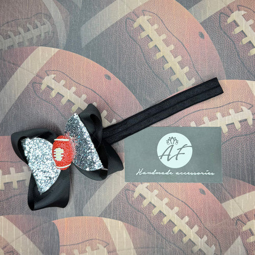 Baby Football Bow Headband for Girls – Handmade Game Day Football Bow