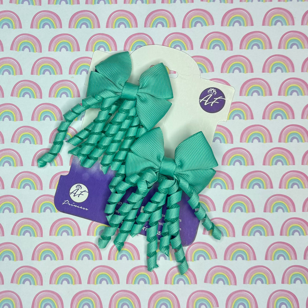 Handmade Curly Ribbon Bow Set for Girls / Boutique Hair Bows for Toddlers & Kids