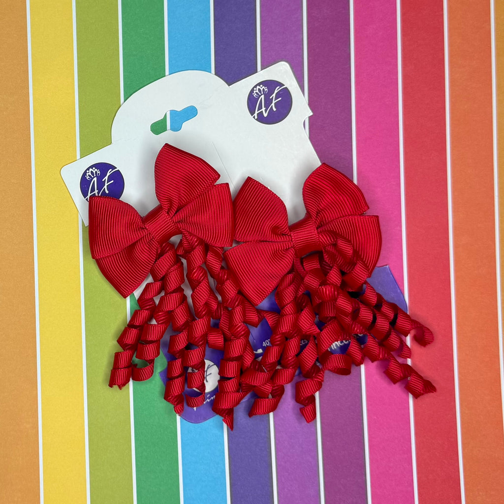 Handmade Curly Ribbon Bow Set for Girls / Boutique Hair Bows for Toddlers & Kids