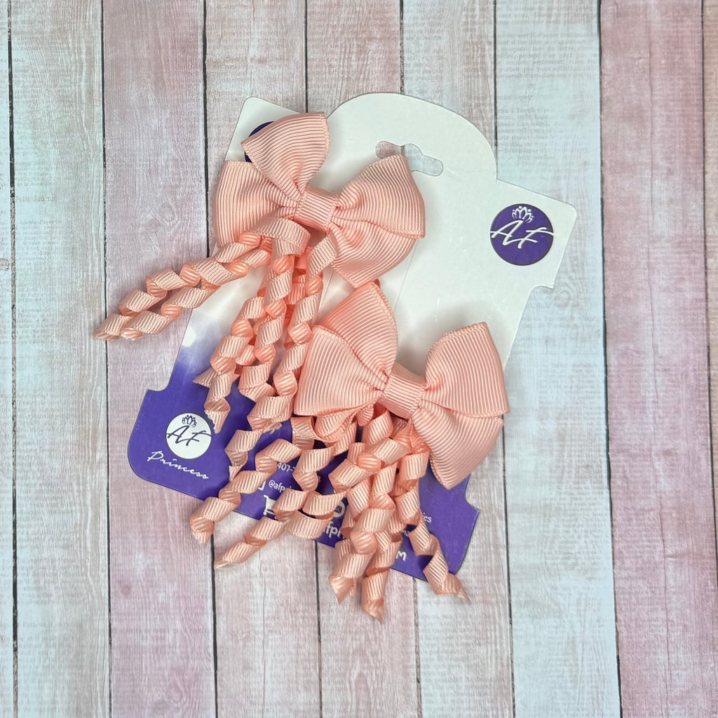 Handmade Curly Ribbon Bow Set for Girls / Boutique Hair Bows for Toddlers & Kids
