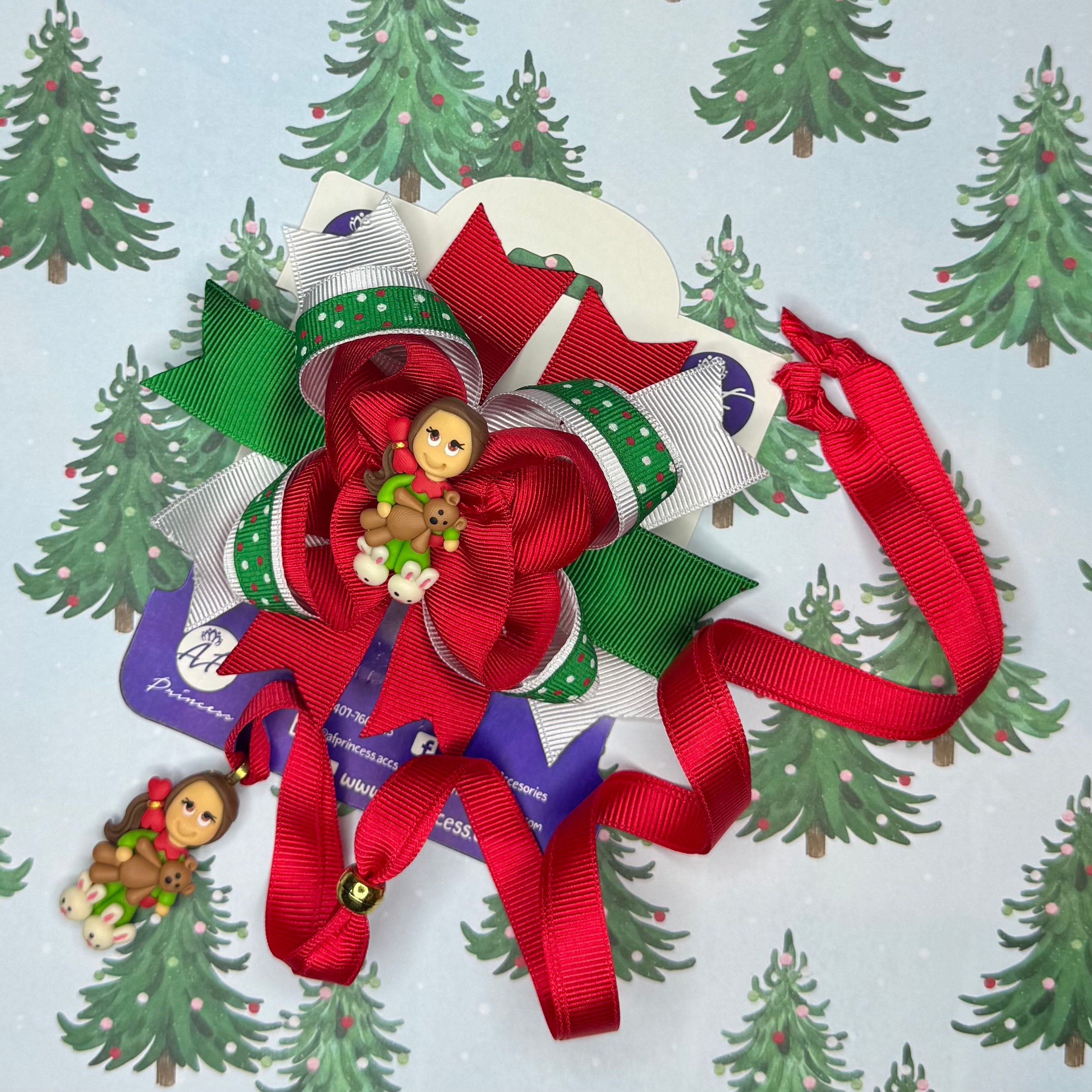 Holiday / Christmas Hair Bow + Necklace Set