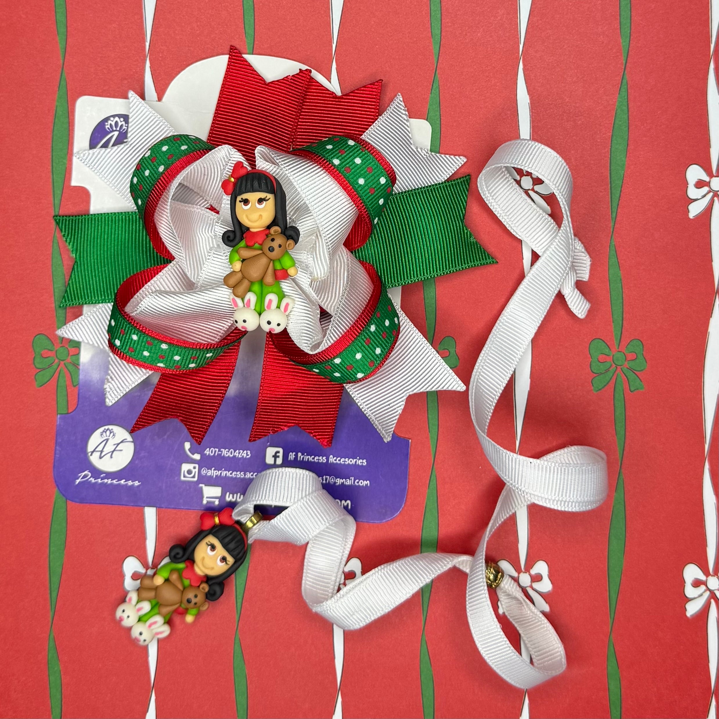 Holiday / Christmas Hair Bow + Necklace Set