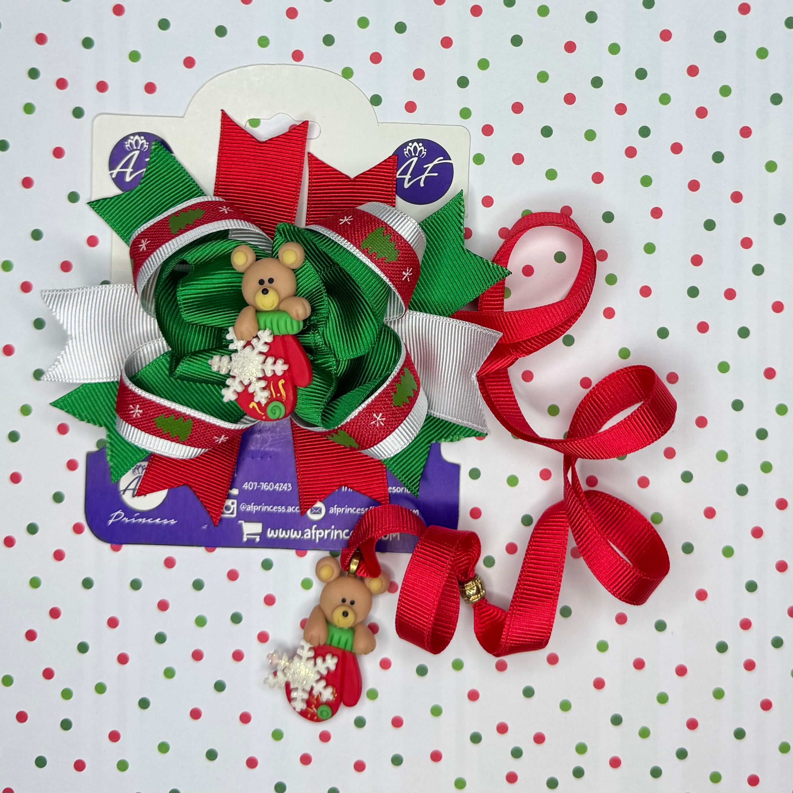 Holiday / Christmas Hair Bow + Necklace Set