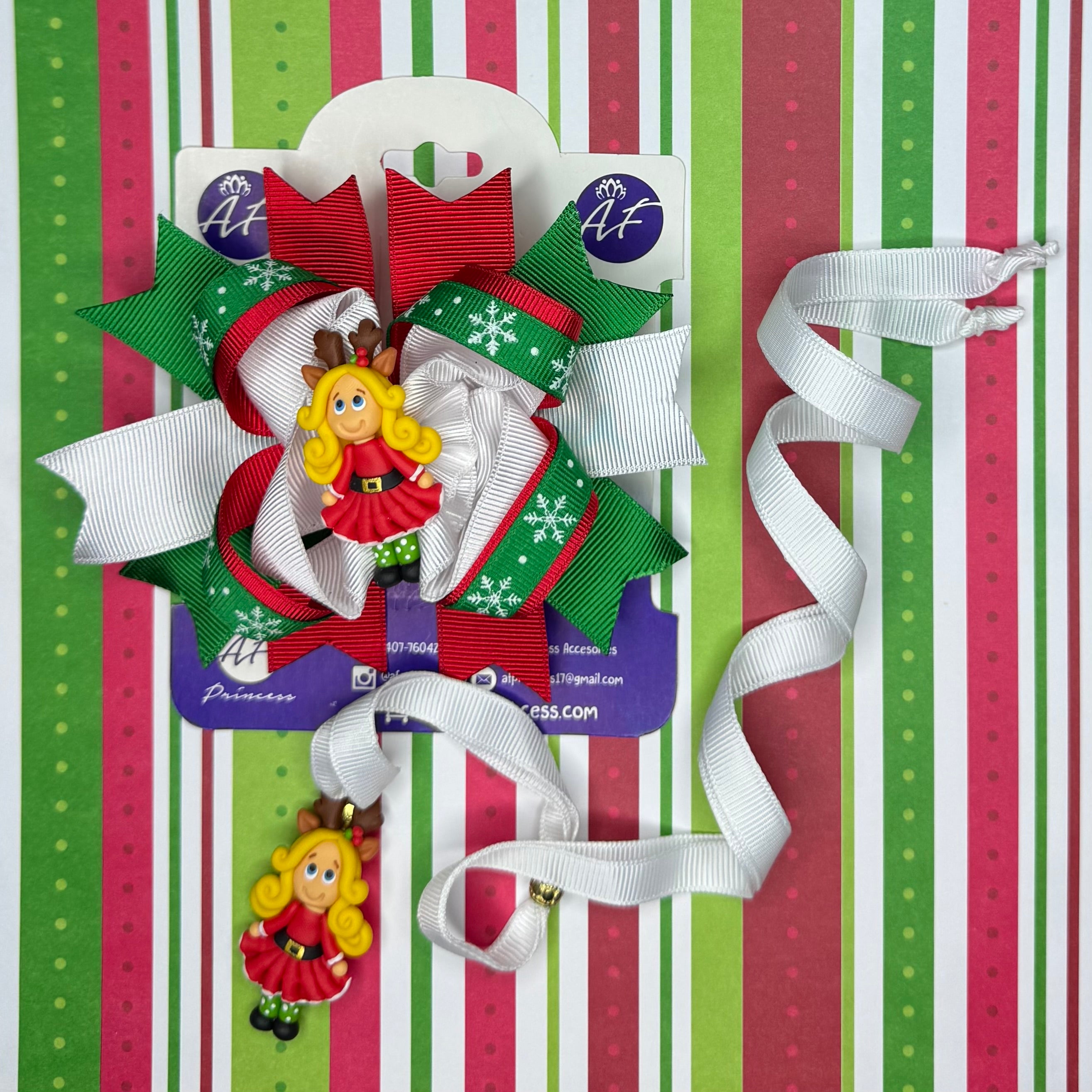 Holiday / Christmas Hair Bow + Necklace Set