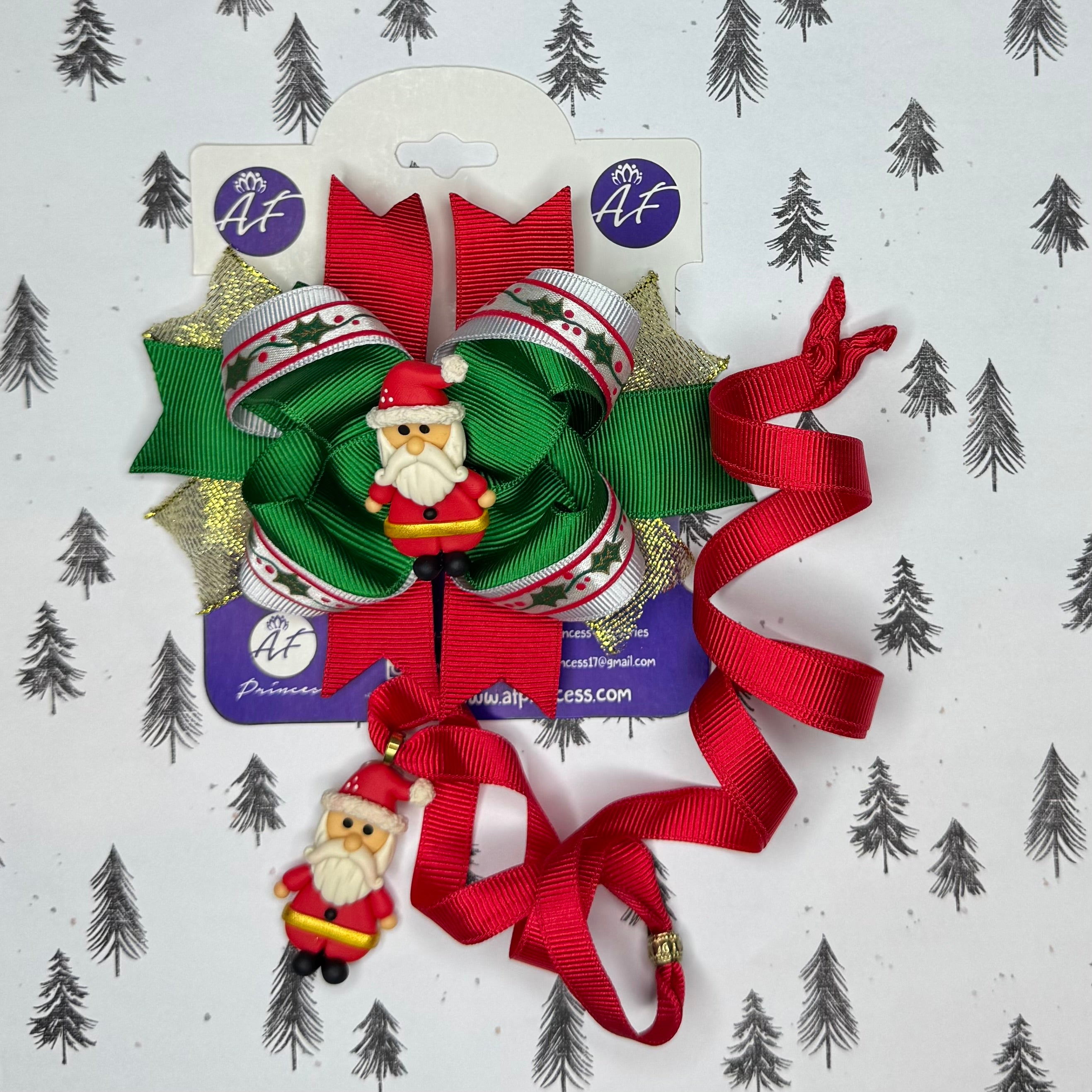 Holiday / Christmas Hair Bow + Necklace Set