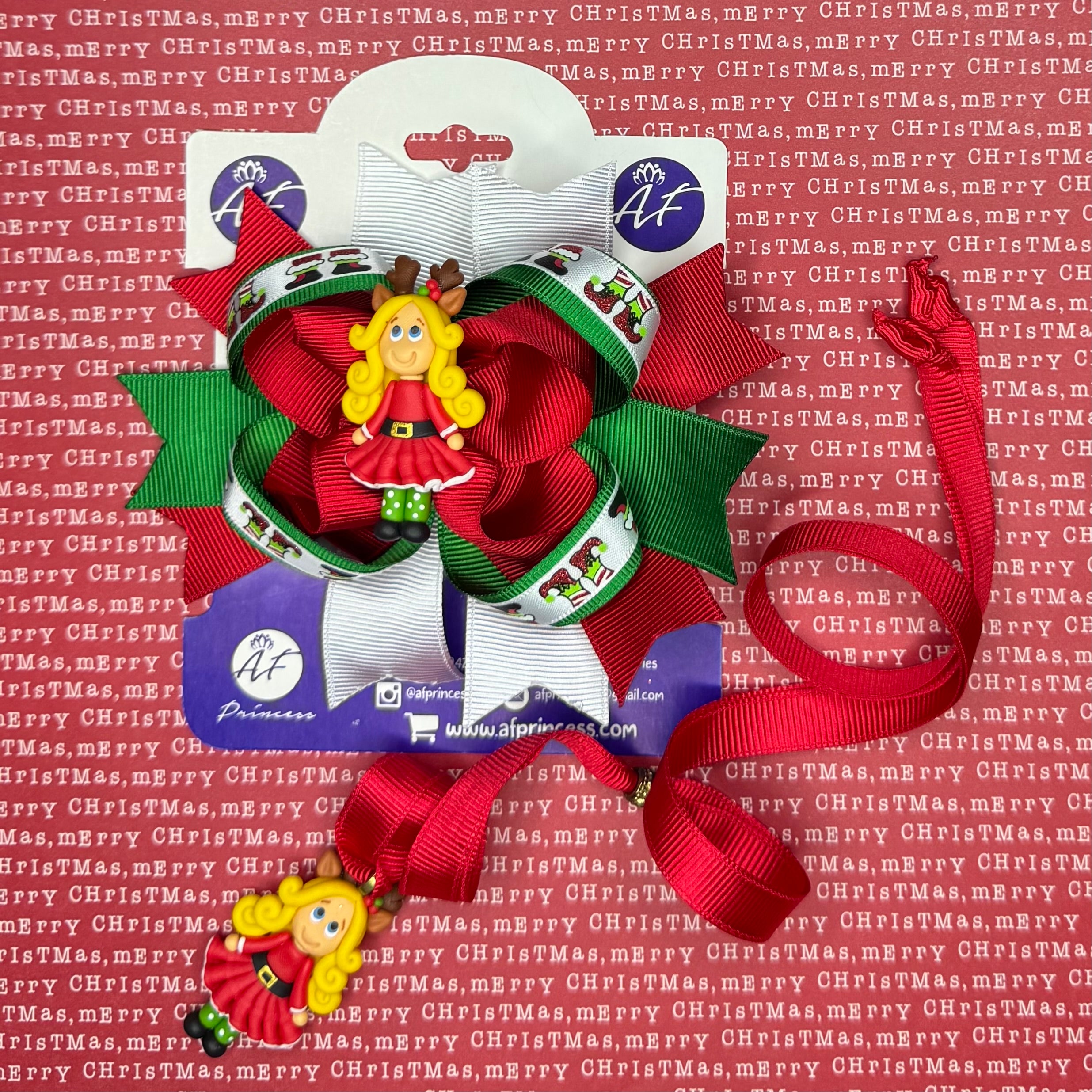 Holiday / Christmas Hair Bow + Necklace Set