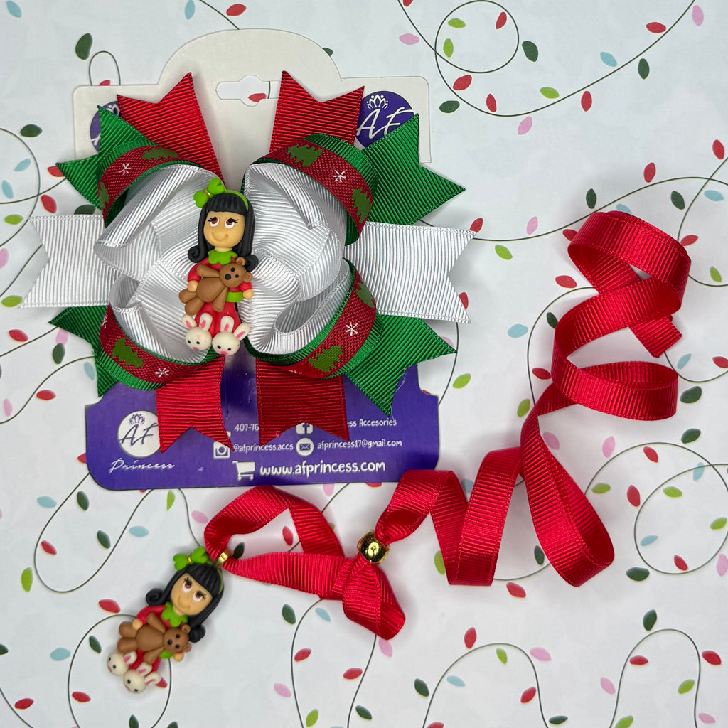 Holiday / Christmas Hair Bow + Necklace Set