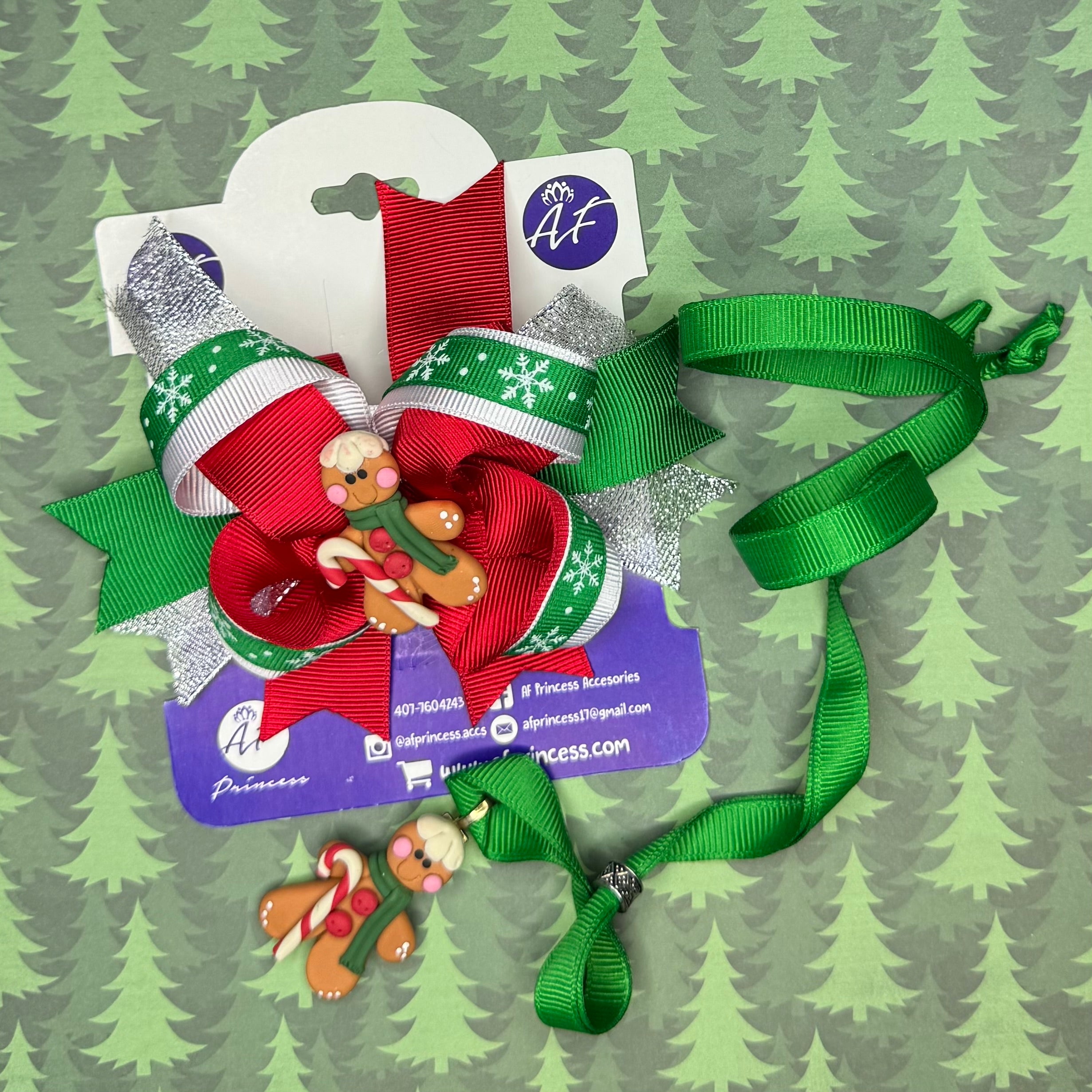 Holiday / Christmas Hair Bow + Necklace Set