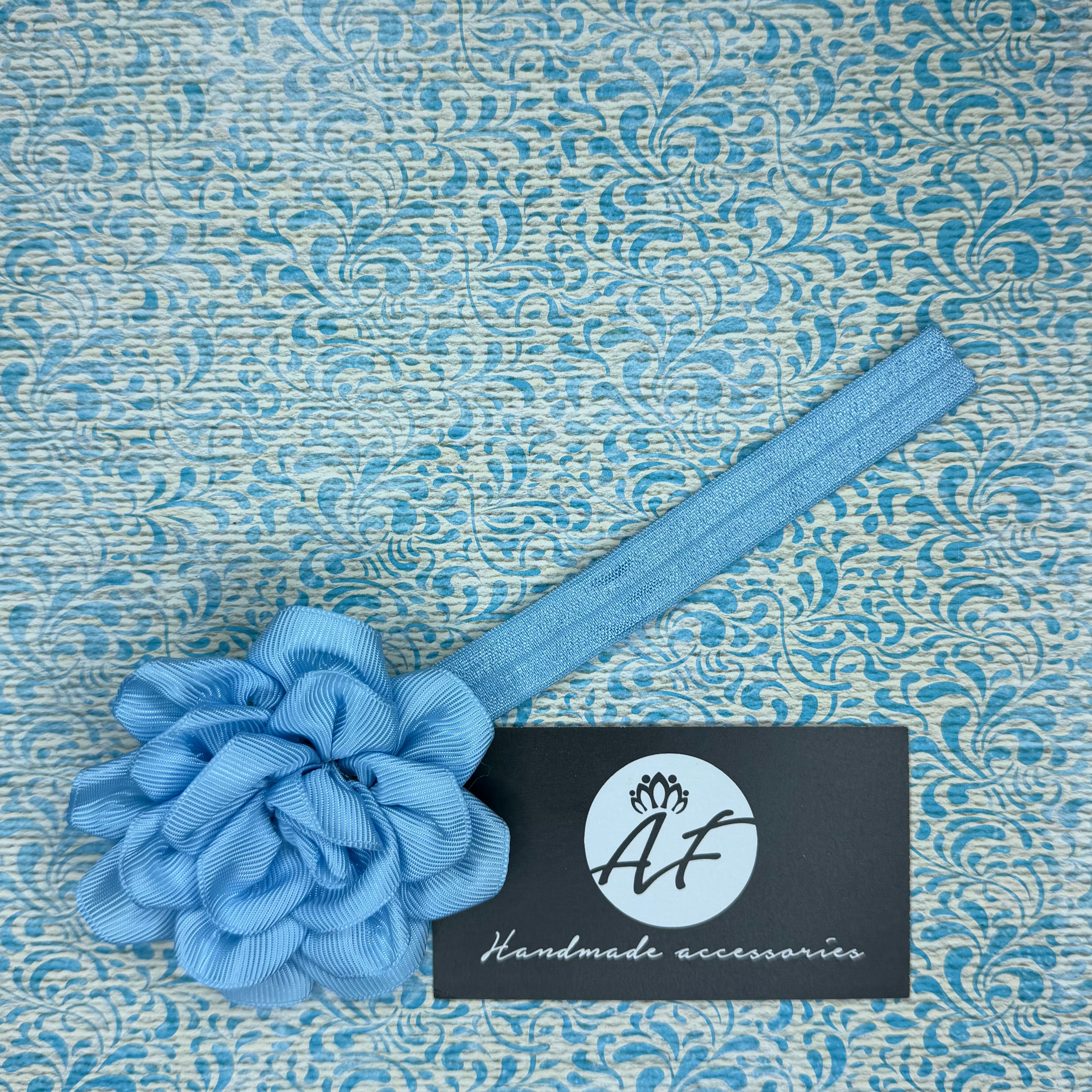 Rose Flower Baby Headband – Soft Elastic Band with Handmade Ribbon Flower