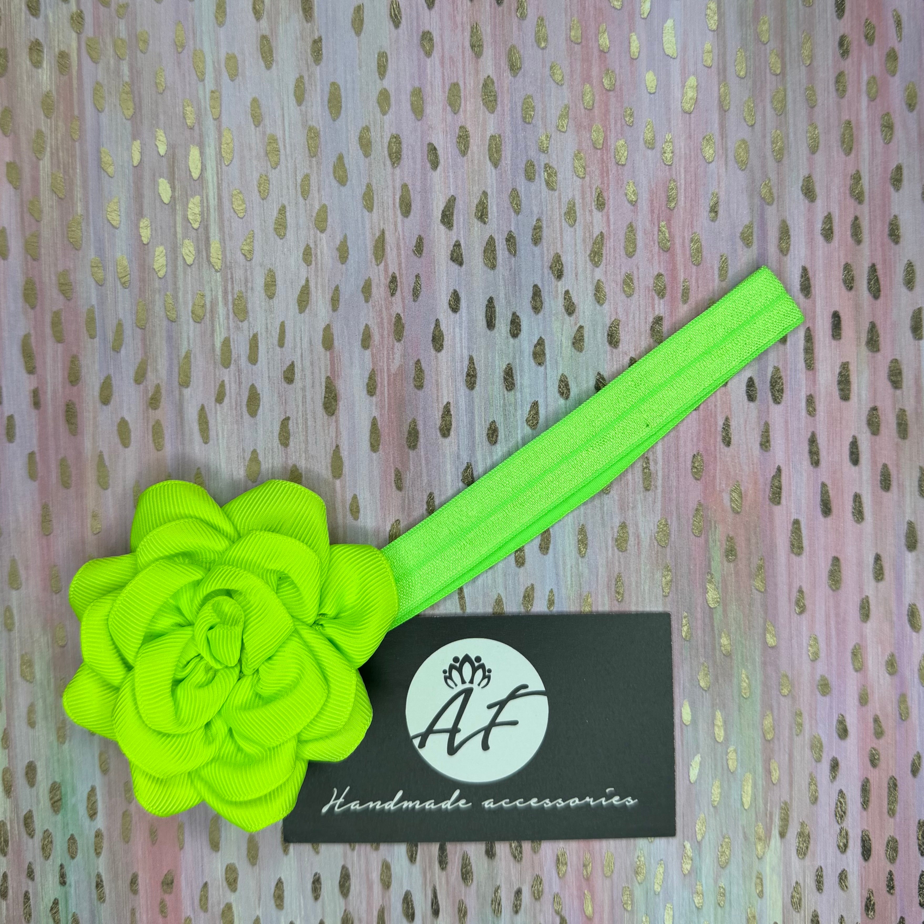 Rose Flower Baby Headband – Soft Elastic Band with Handmade Ribbon Flower