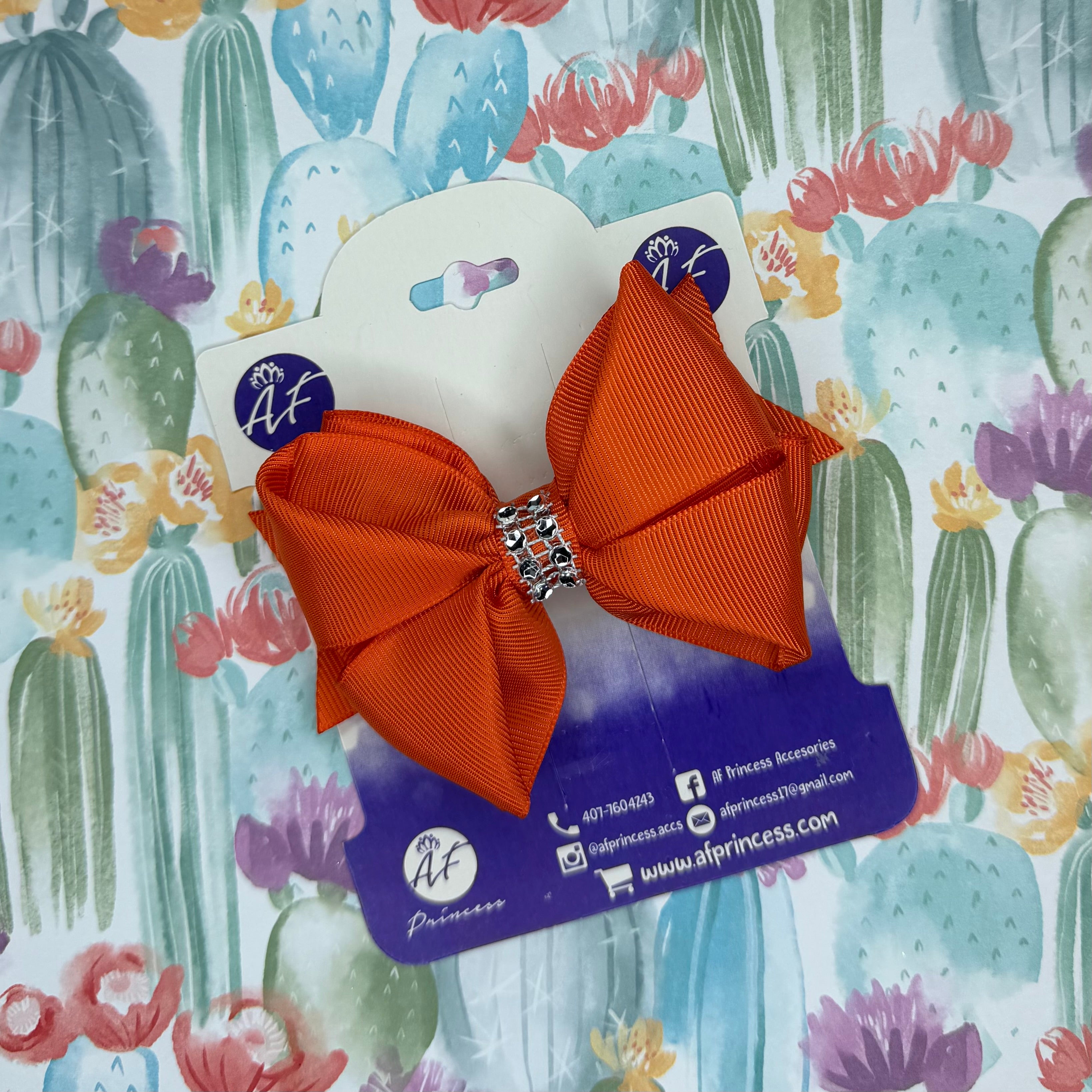 Handmade Deluxe Hair Bow with Silver Rhinestone Center – Boutique Girls Hair Clip