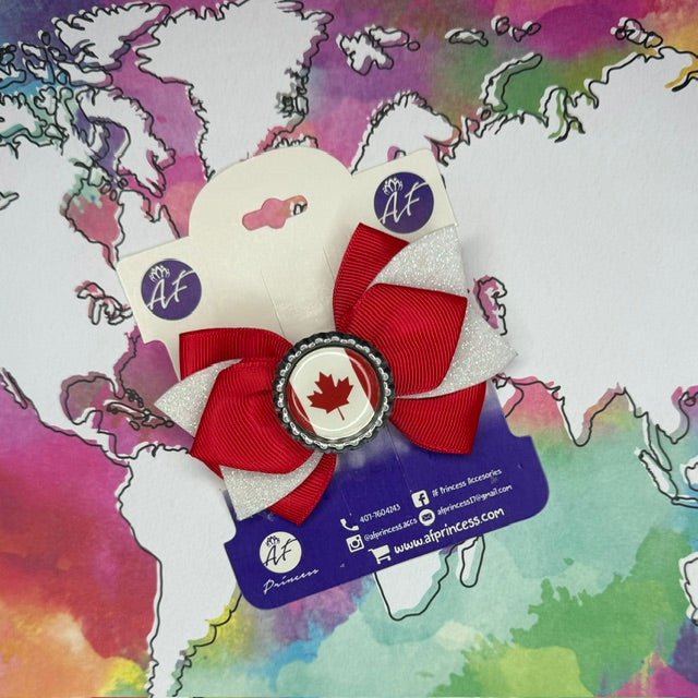 Handmade Canada Hair Bow for Girls – Canadian Flag Boutique Bow Clip