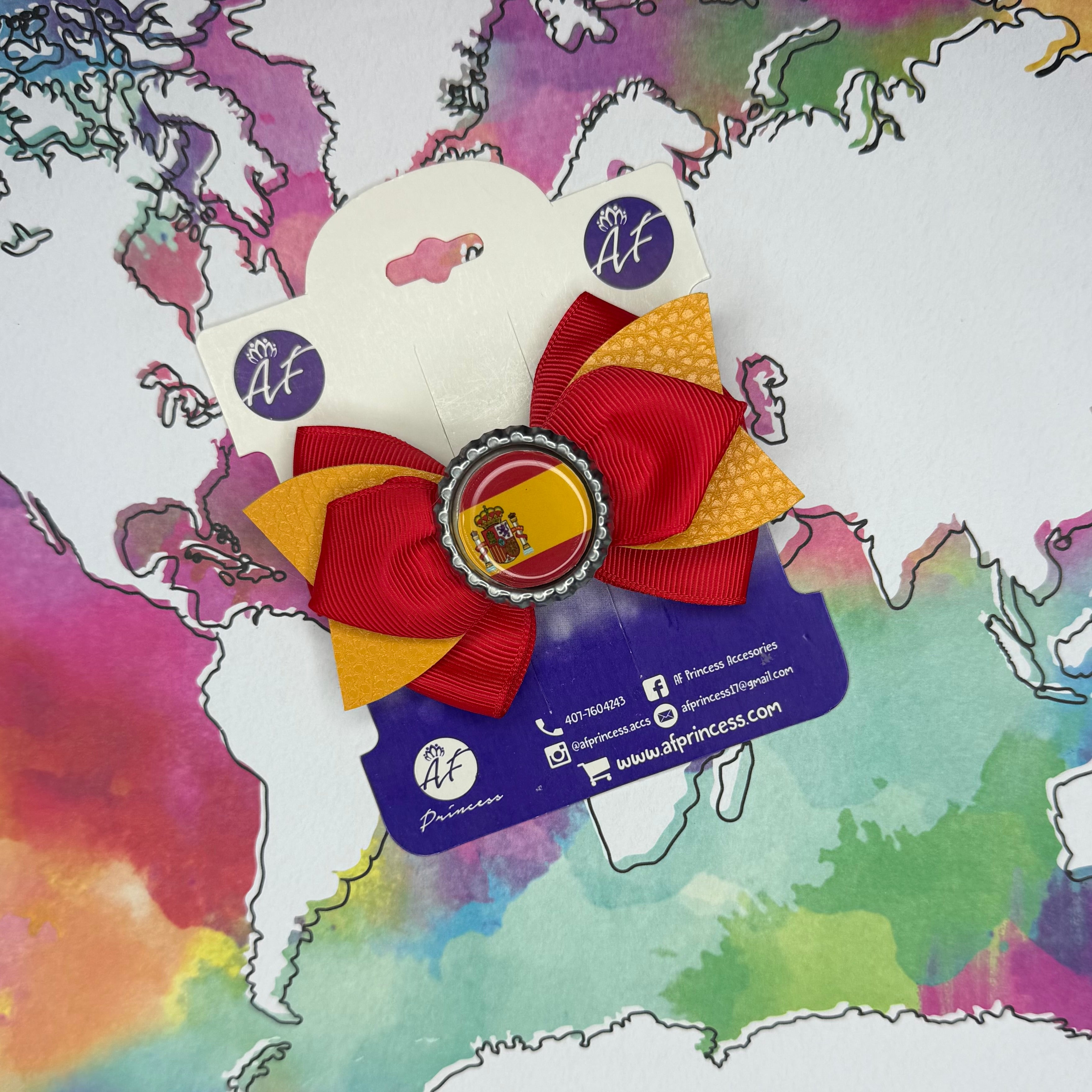 Handmade Spain Hair Bow for Girls – Spanish Flag Boutique Bow Clip