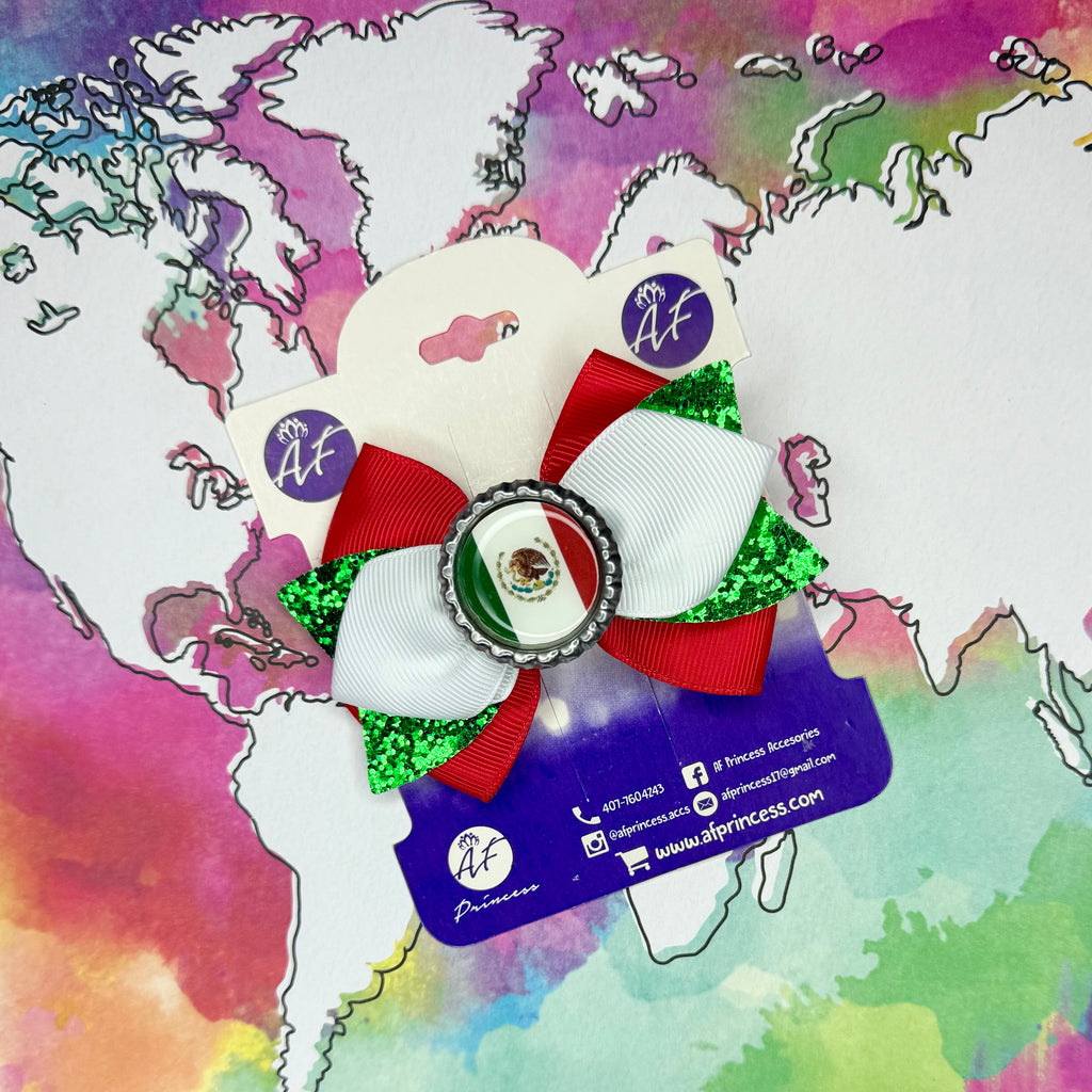 Handmade Mexico Hair Bow for Girls – Mexican Flag Boutique Bow Clip
