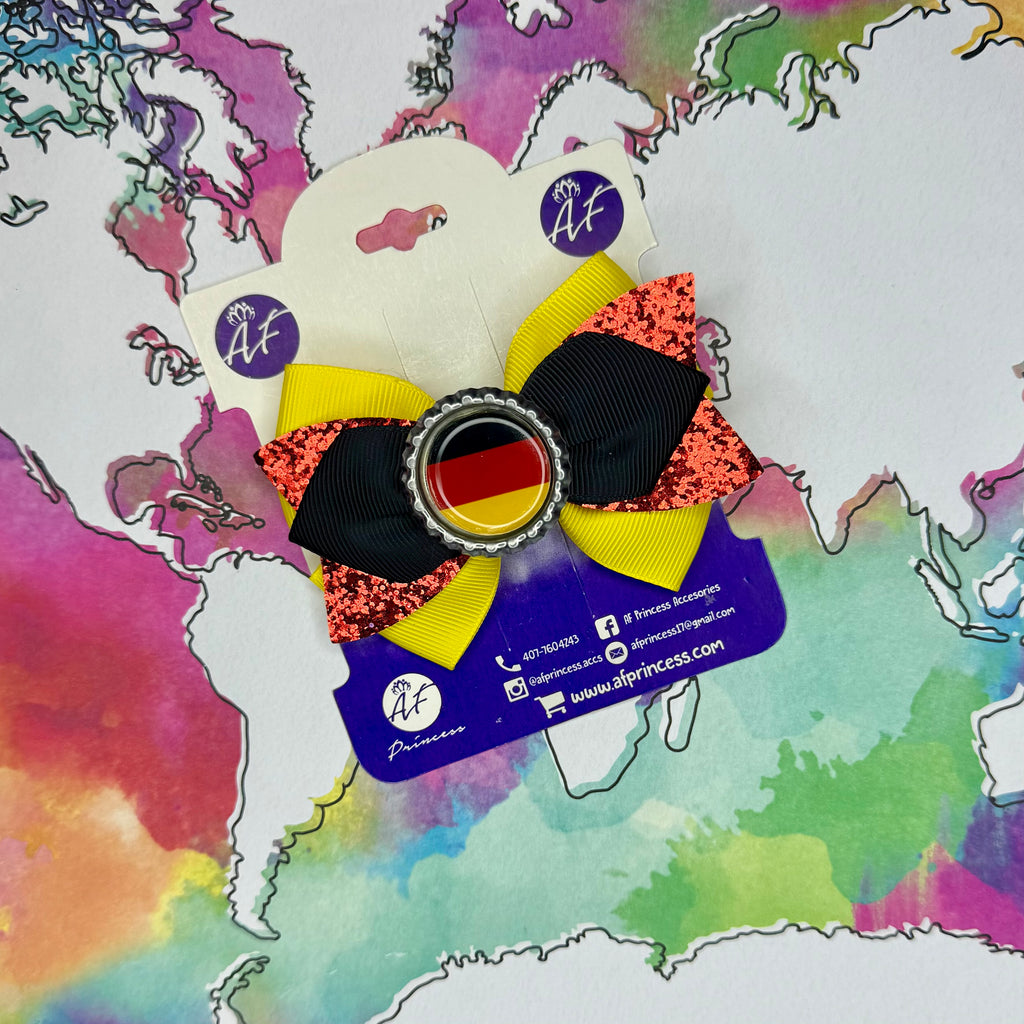 Handmade Germany Hair Bow for Girls – German Flag Boutique Bow Clip