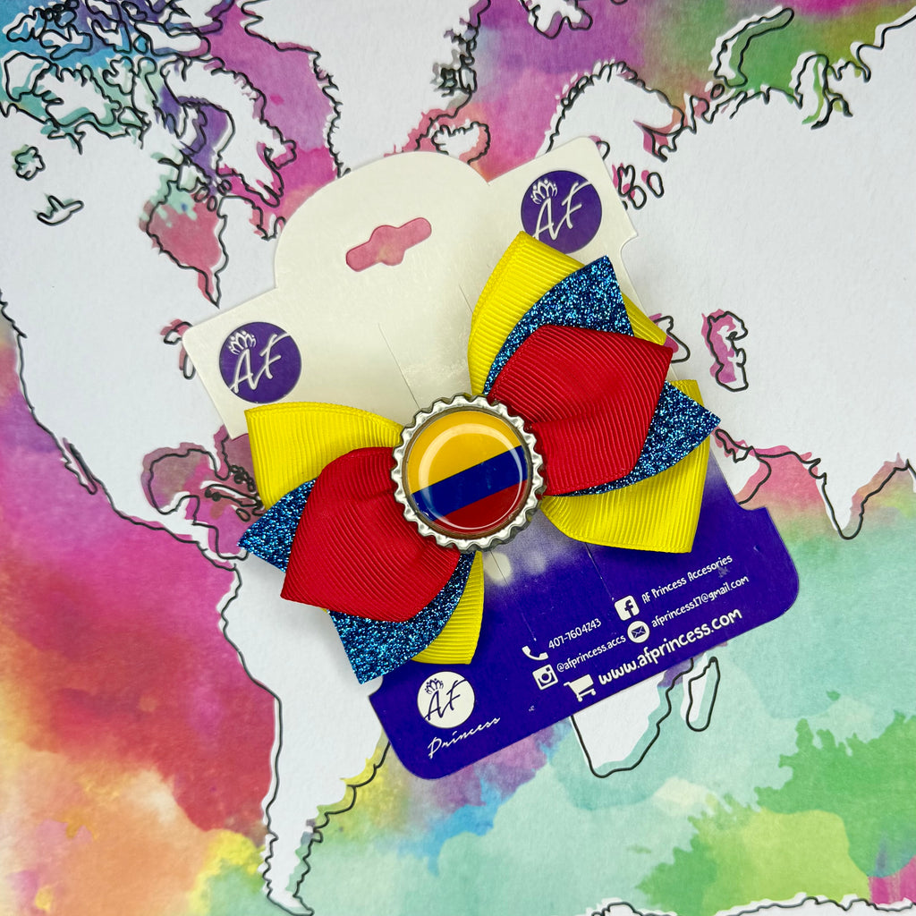 Handmade Colombia Hair Bow for Girls – Colombian Flag Boutique Bow Clip