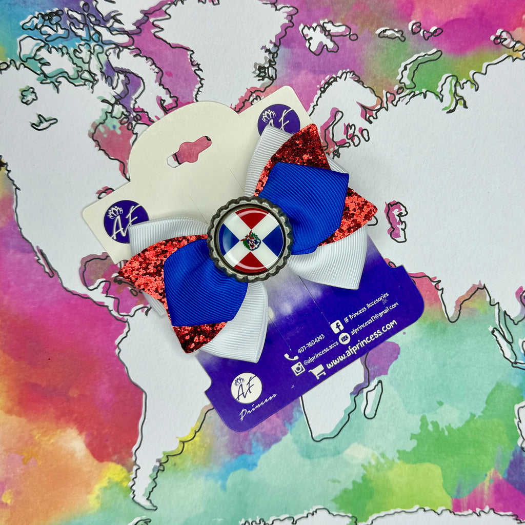 Handmade Dominican Republic Hair Bow for Girls – Dominican Flag Boutique Bow Clip