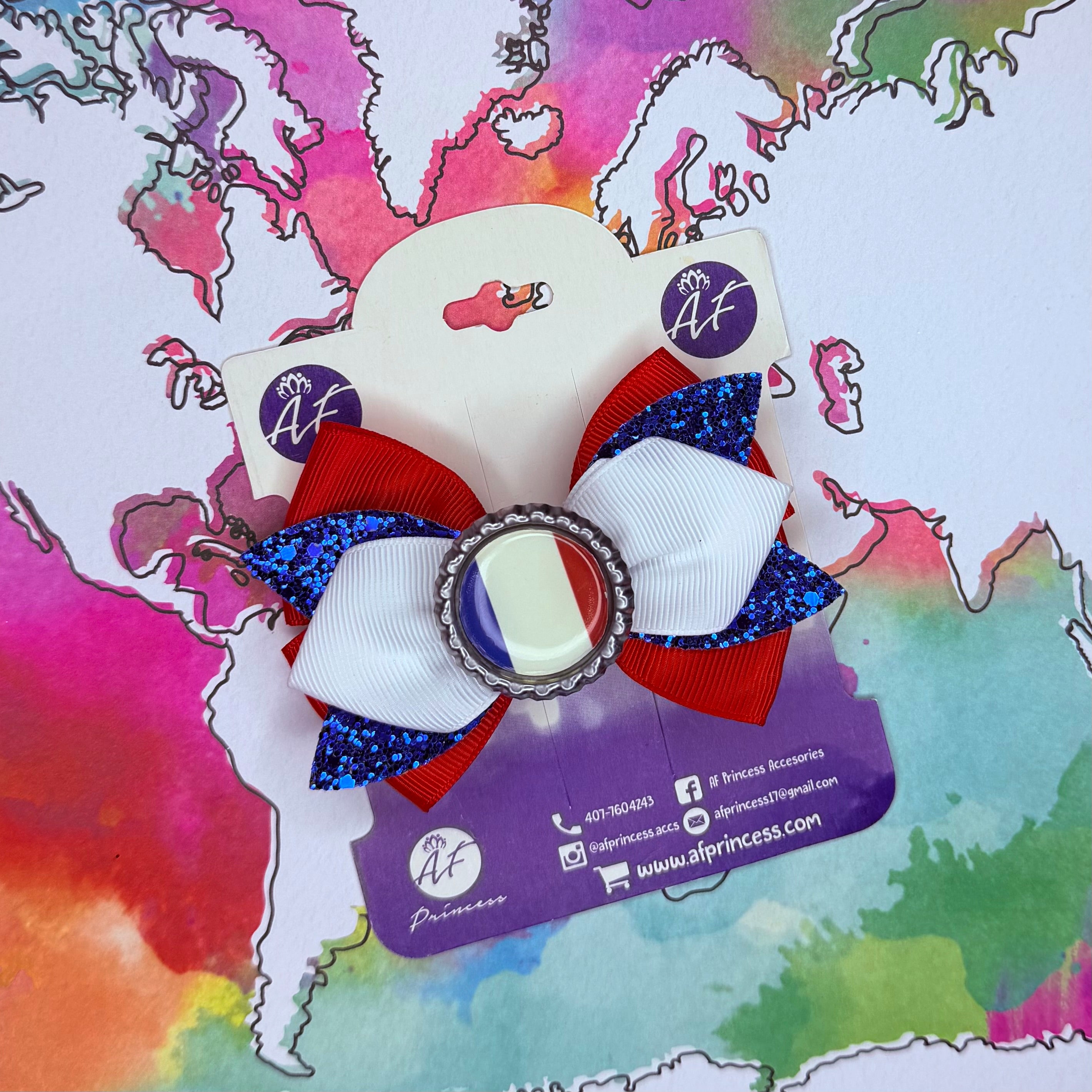 Handmade France Hair Bow for Girls – French Flag Boutique Bow Clip