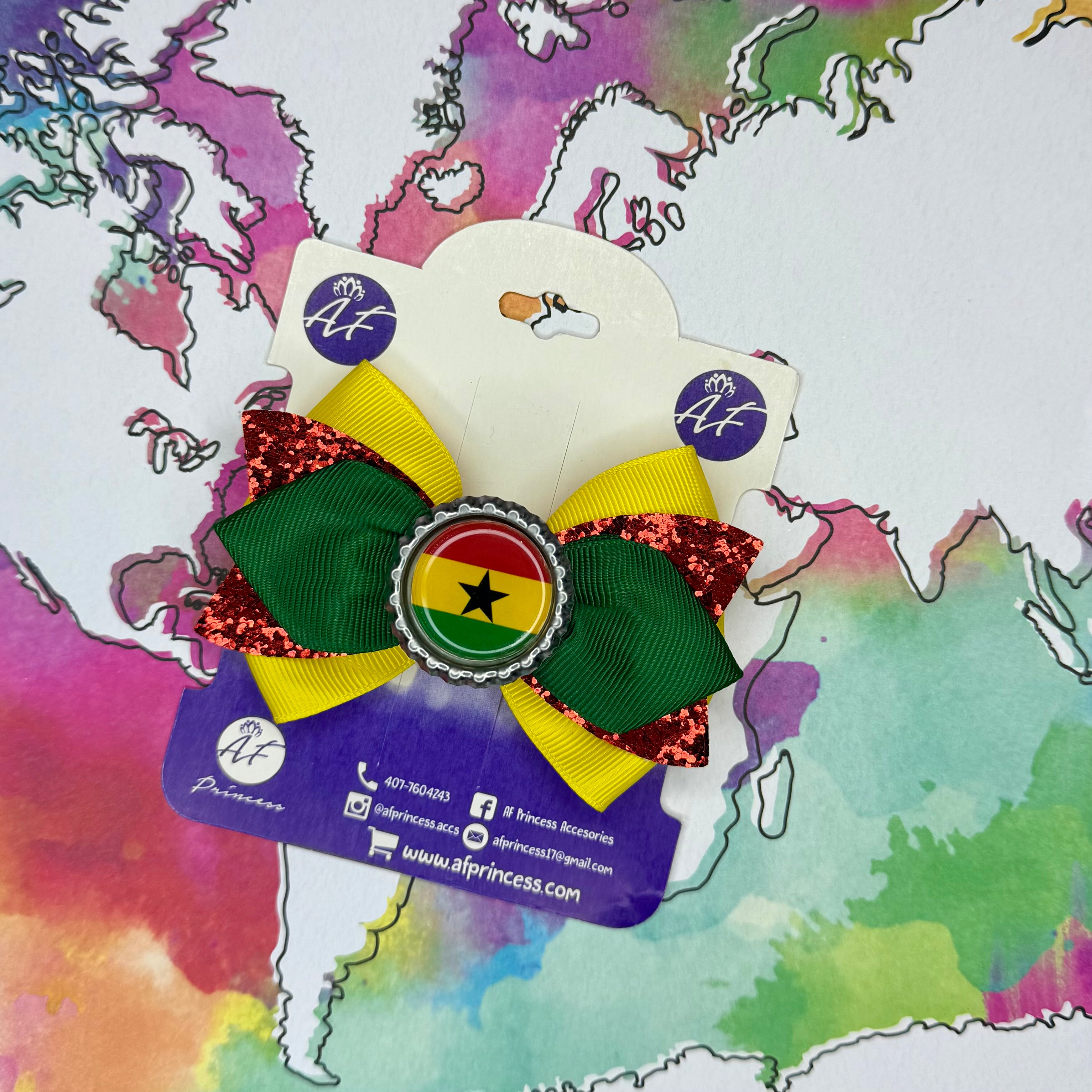Handmade Ghana Hair Bow for Girls – Ghana Flag Boutique Bow Clip