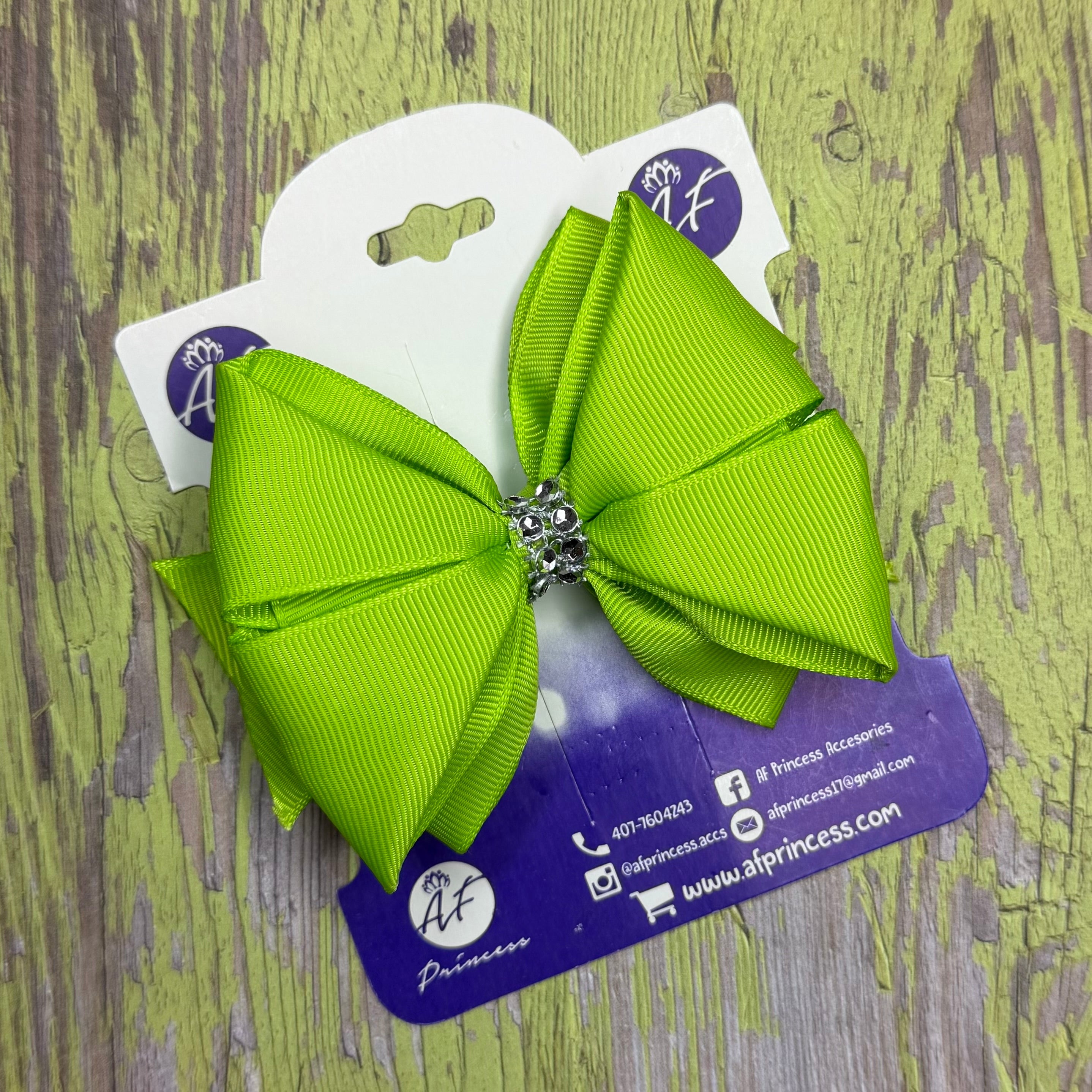 Handmade Deluxe Hair Bow with Silver Rhinestone Center – Boutique Girls Hair Clip