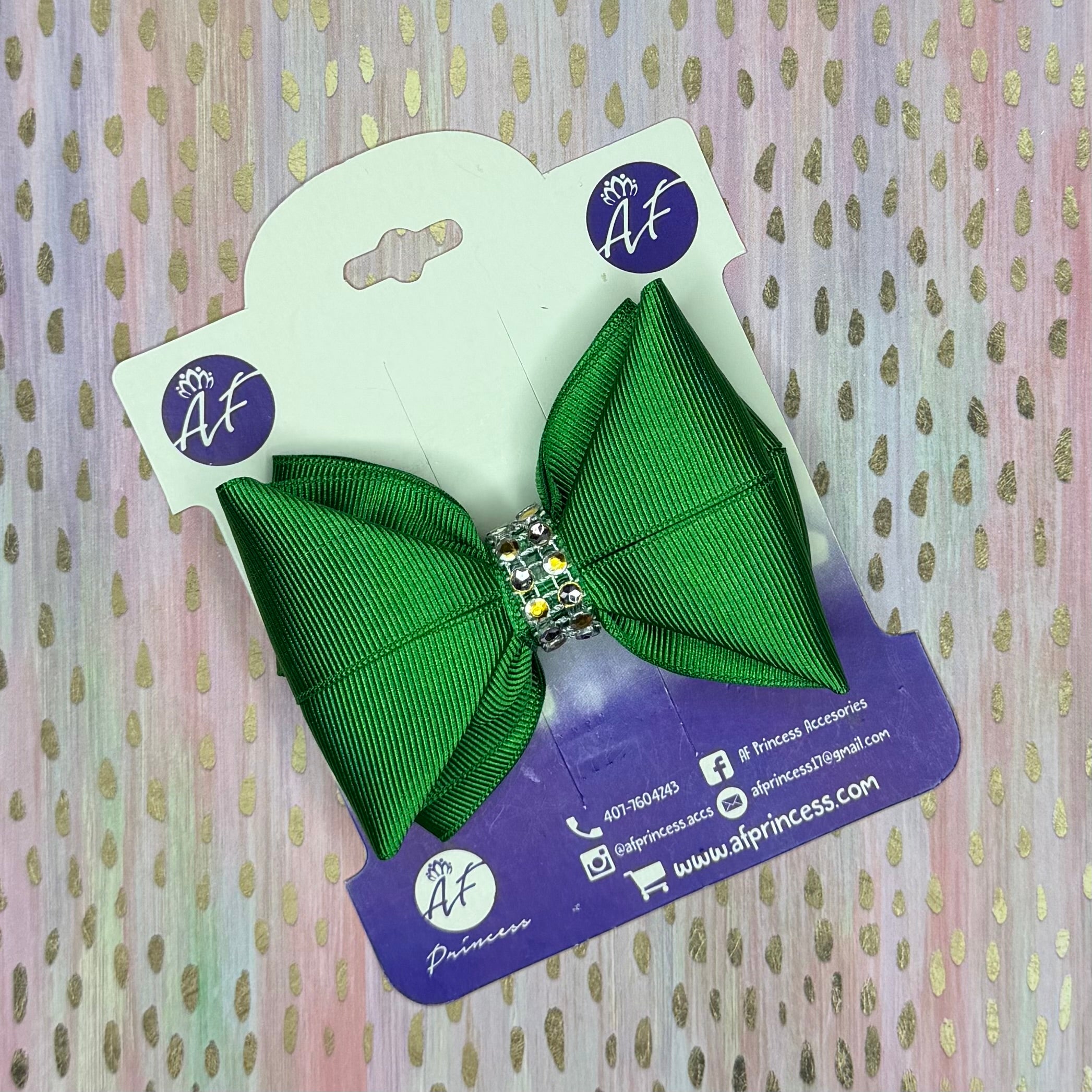 Handmade Deluxe Hair Bow with Silver Rhinestone Center – Boutique Girls Hair Clip