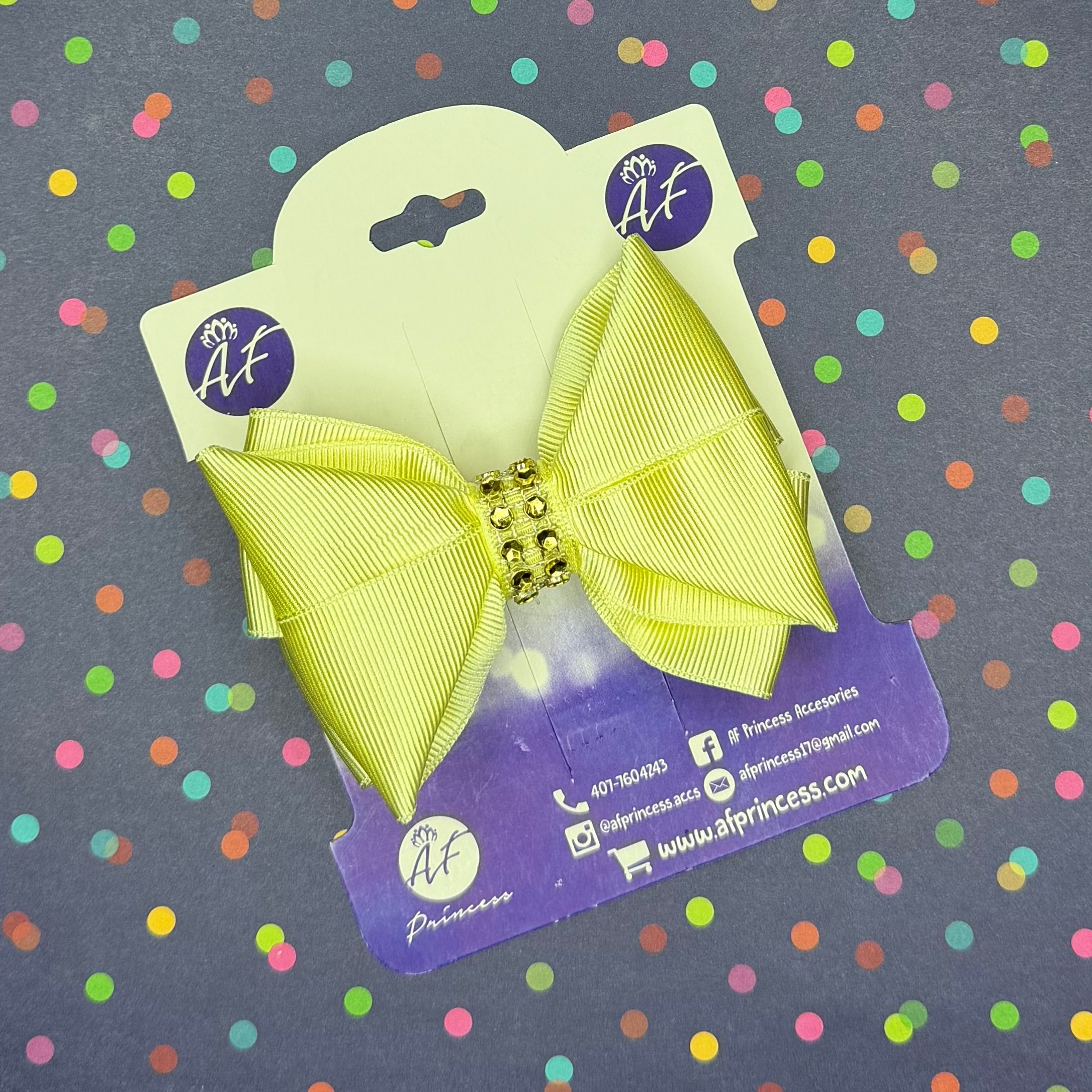 Handmade Deluxe Girls Hair Bow with Gold Rhinestone Center | Boutique Hair Clip
