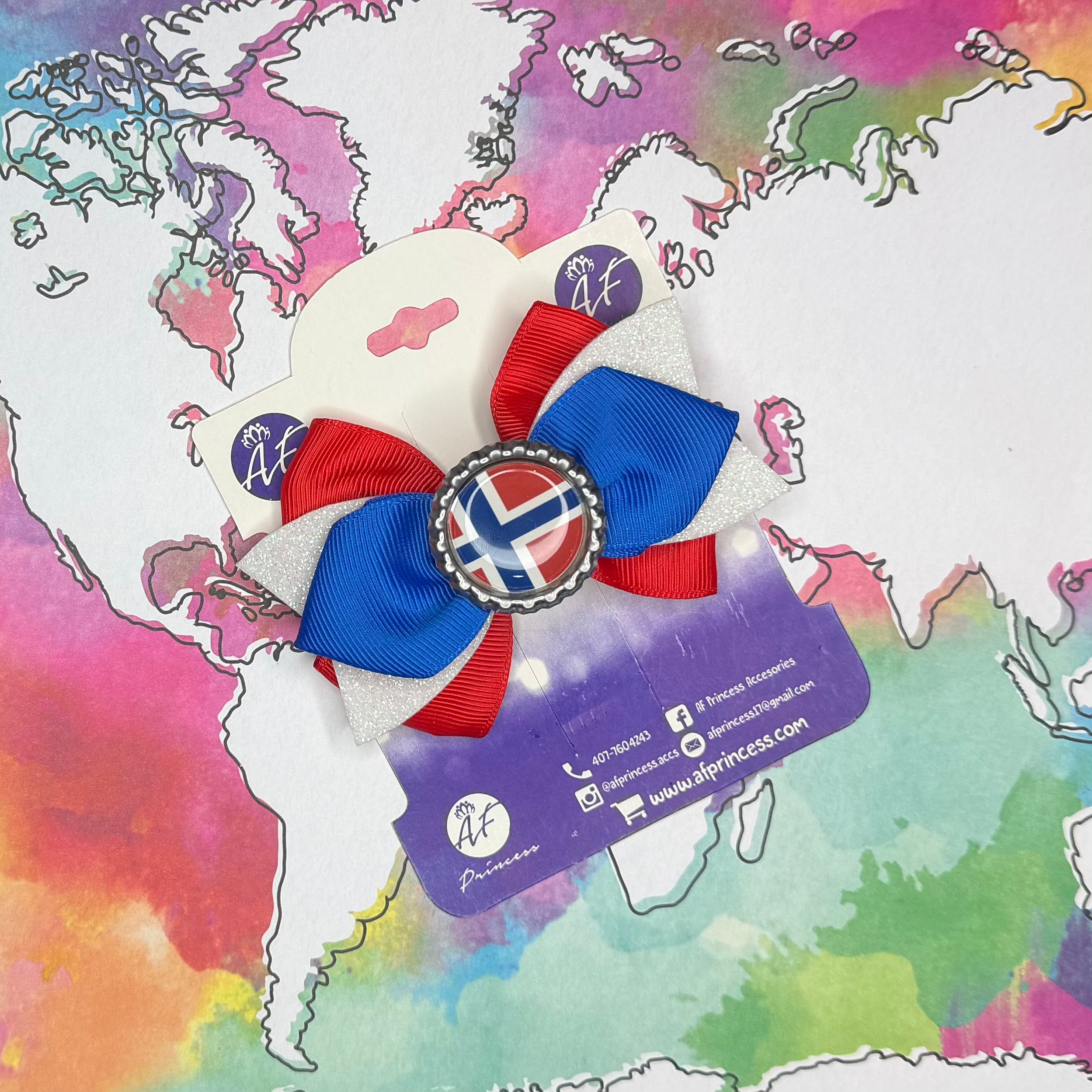 Handmade Norway Hair Bow for Girls – Norwegian Flag Boutique Bow Clip