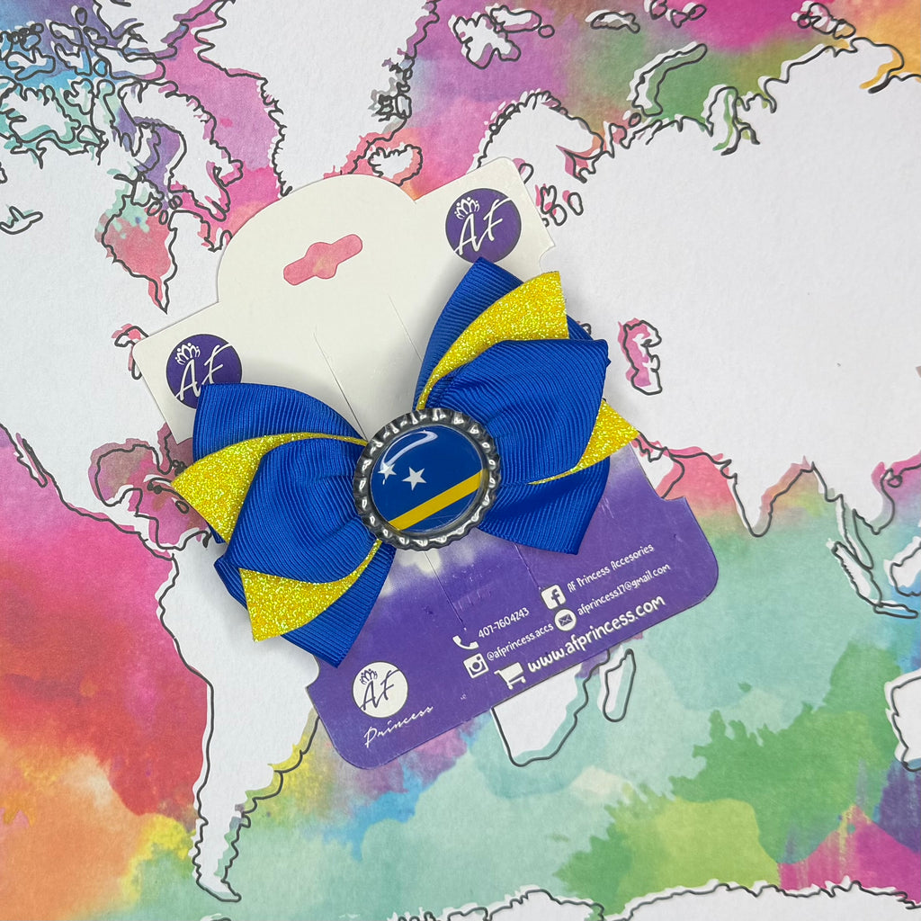 Handmade Curaçao Hair Bow for Girls – Curacao Flag Boutique Bow Clip