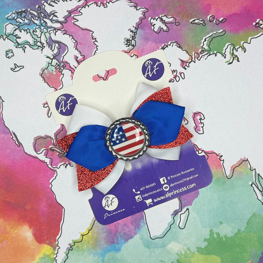 Handmade USA Hair Bow for Girls – American Flag Boutique Bow Clip
