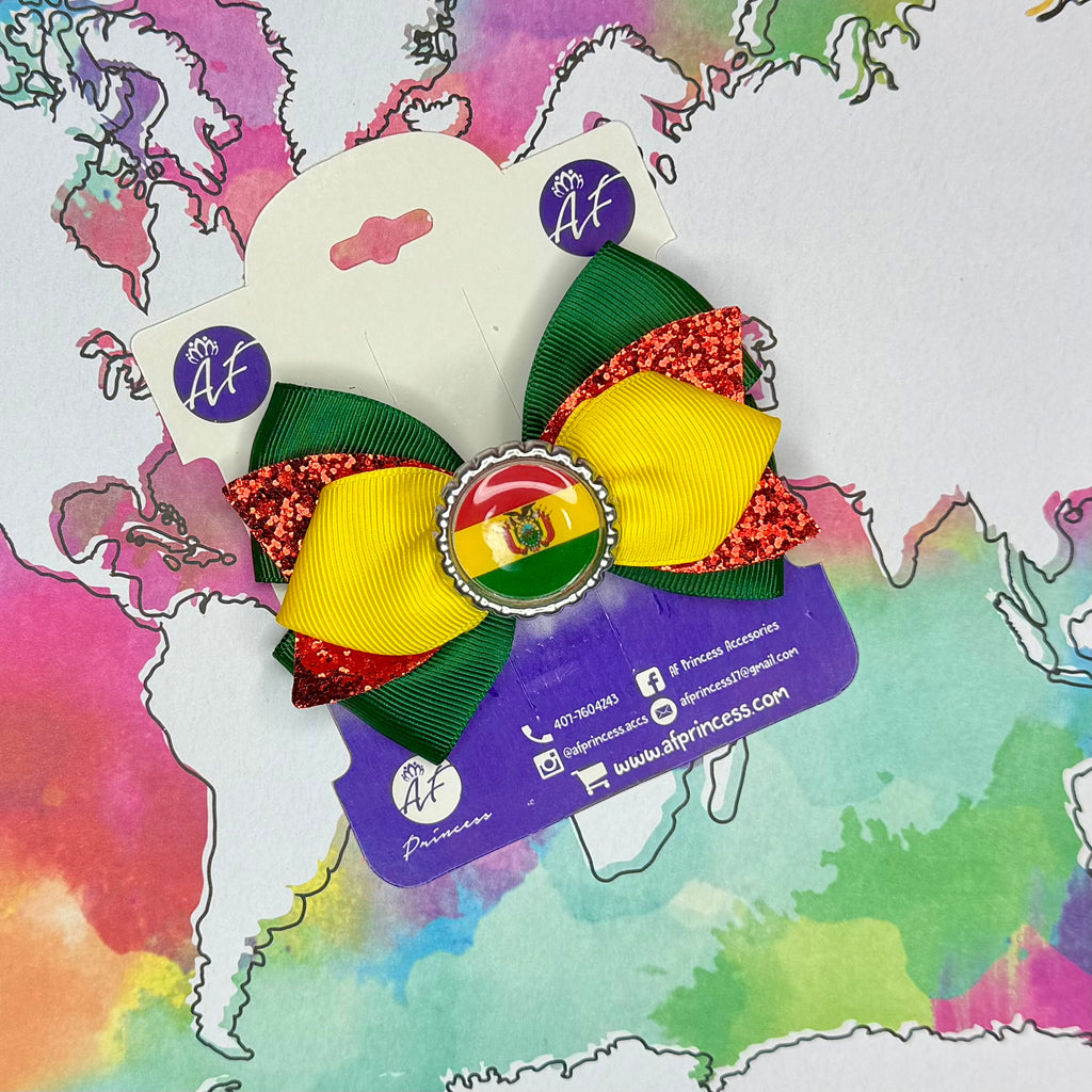 Handmade Bolivia Hair Bow for Girls – Bolivian Flag Boutique Bow Clip
