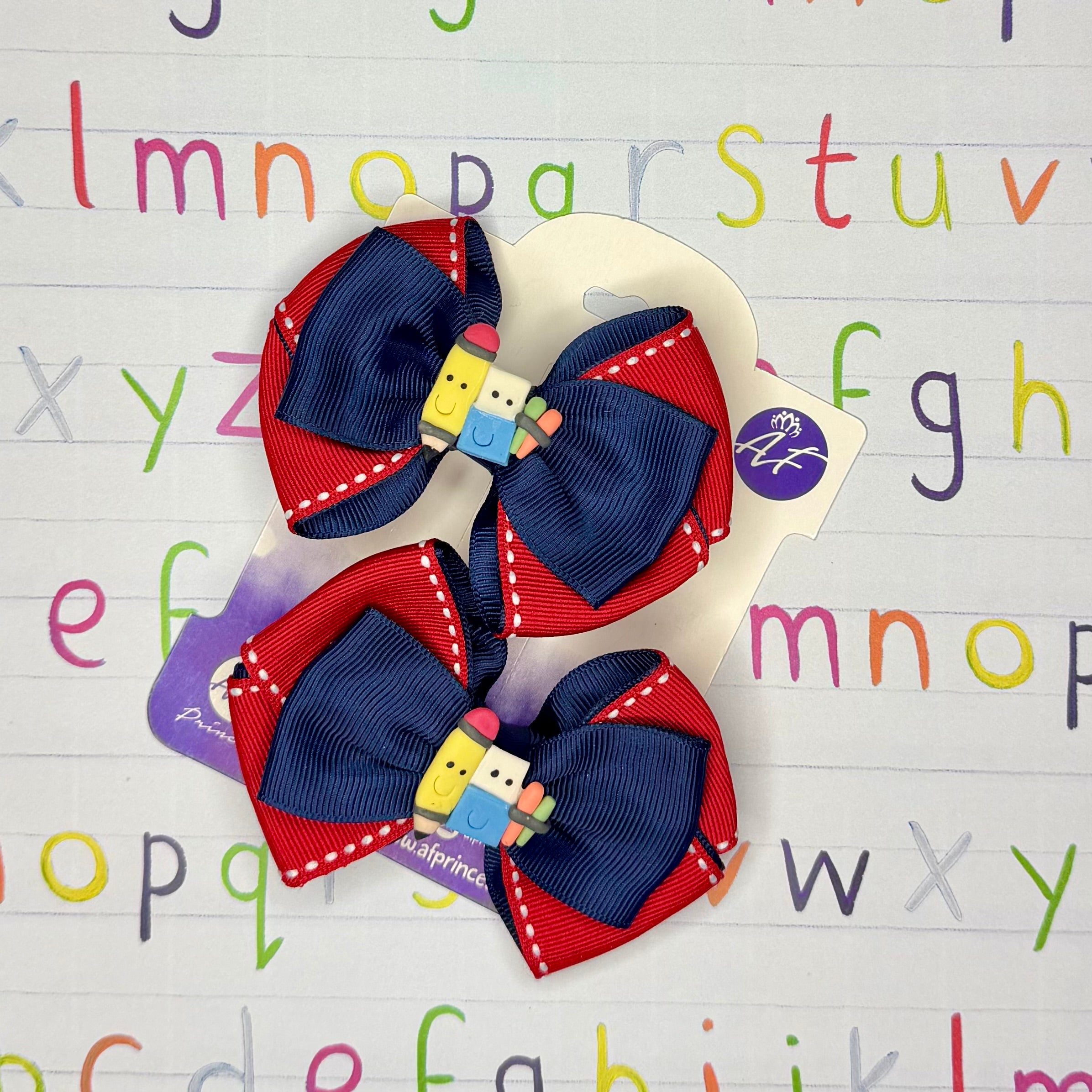 Set of 2 Back to School Handmade Hairbows